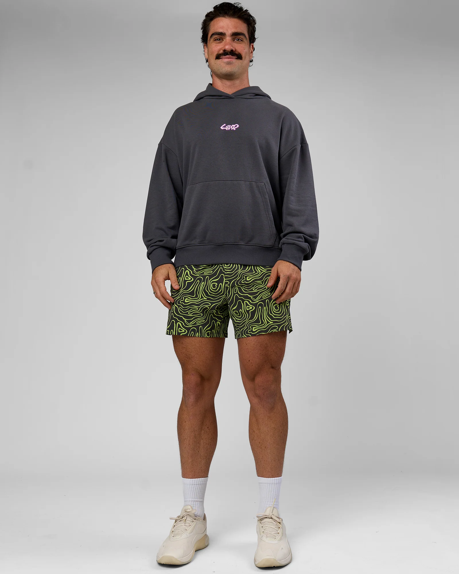 Miami Vibe Oversized Hoodie - Dark Storm-Marshmallow - Image 10