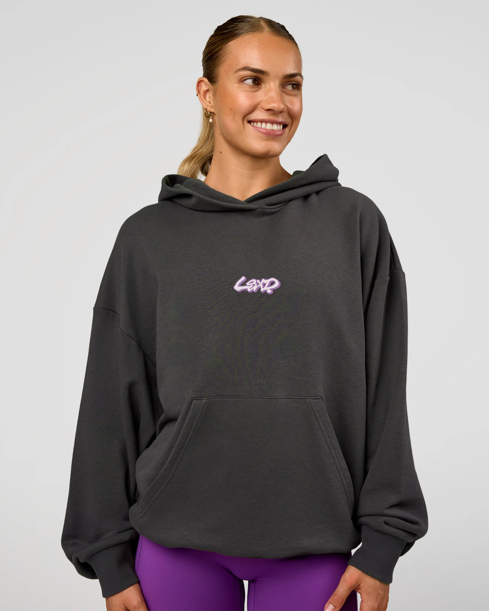 Miami Vibe Oversized Hoodie - Dark Storm-Marshmallow - Image 2