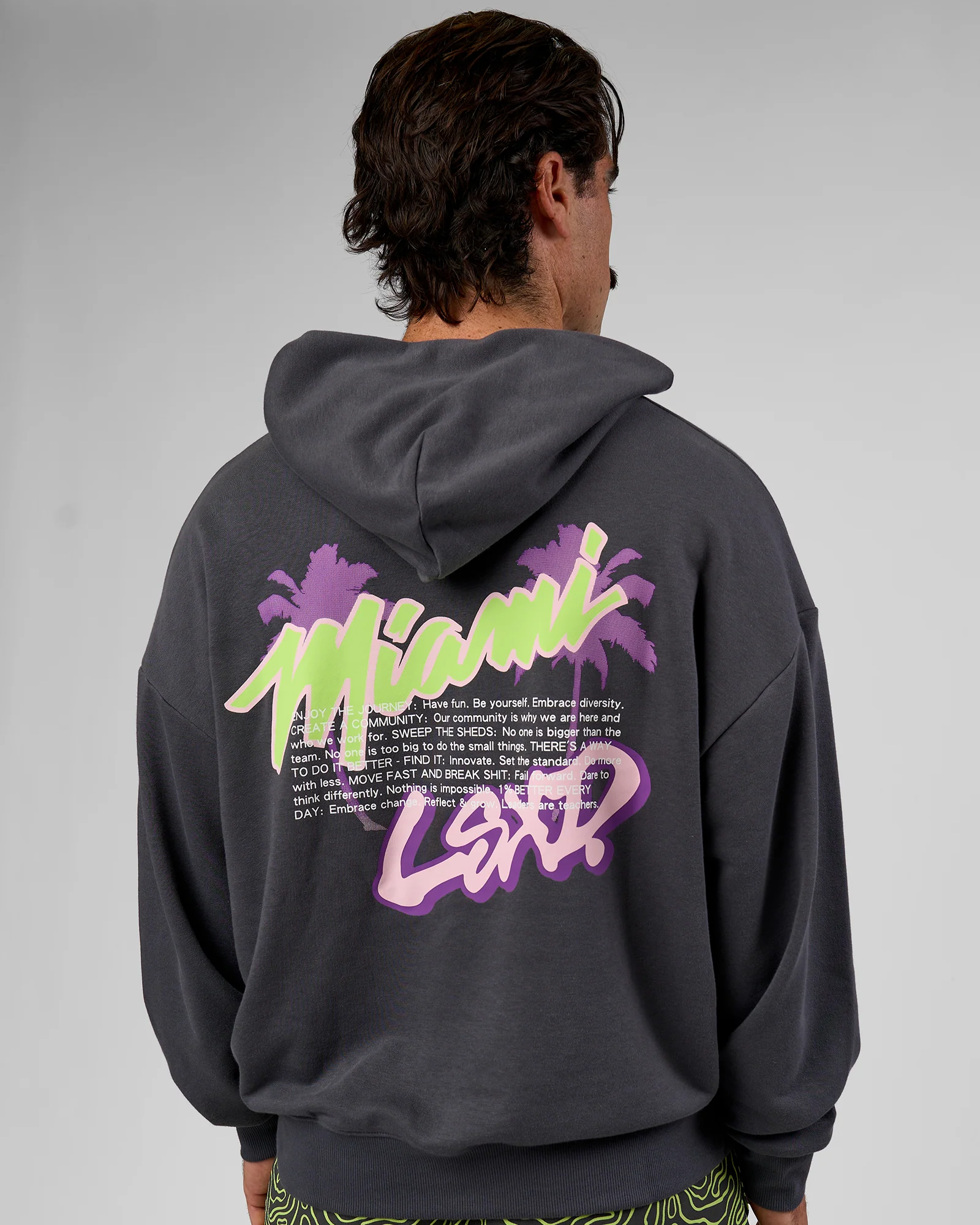 Miami Vibe Oversized Hoodie - Dark Storm-Marshmallow - Image 3