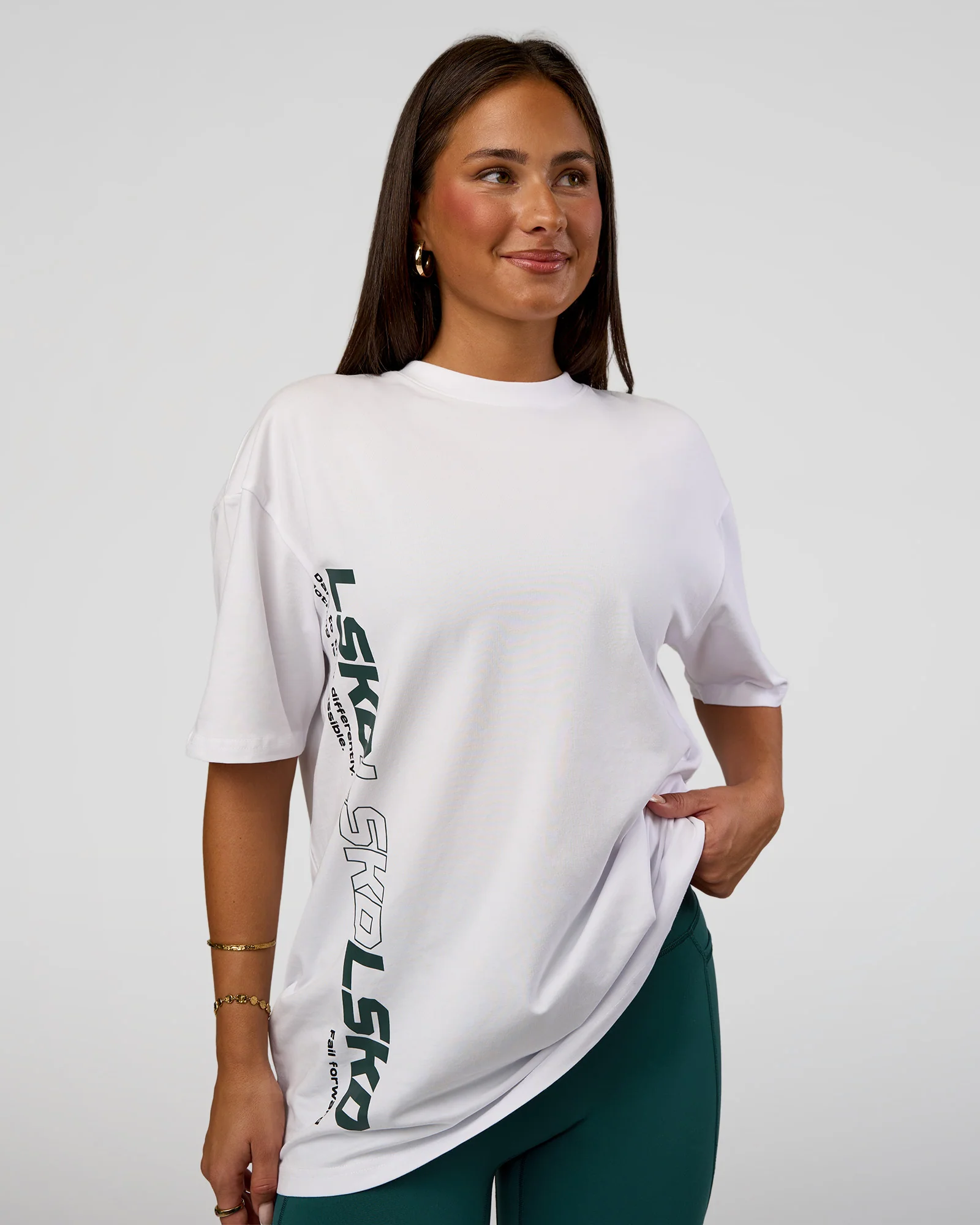 Nothing Is Impossible FLXCotton Oversized Tee - White-Vital Green - Image 4