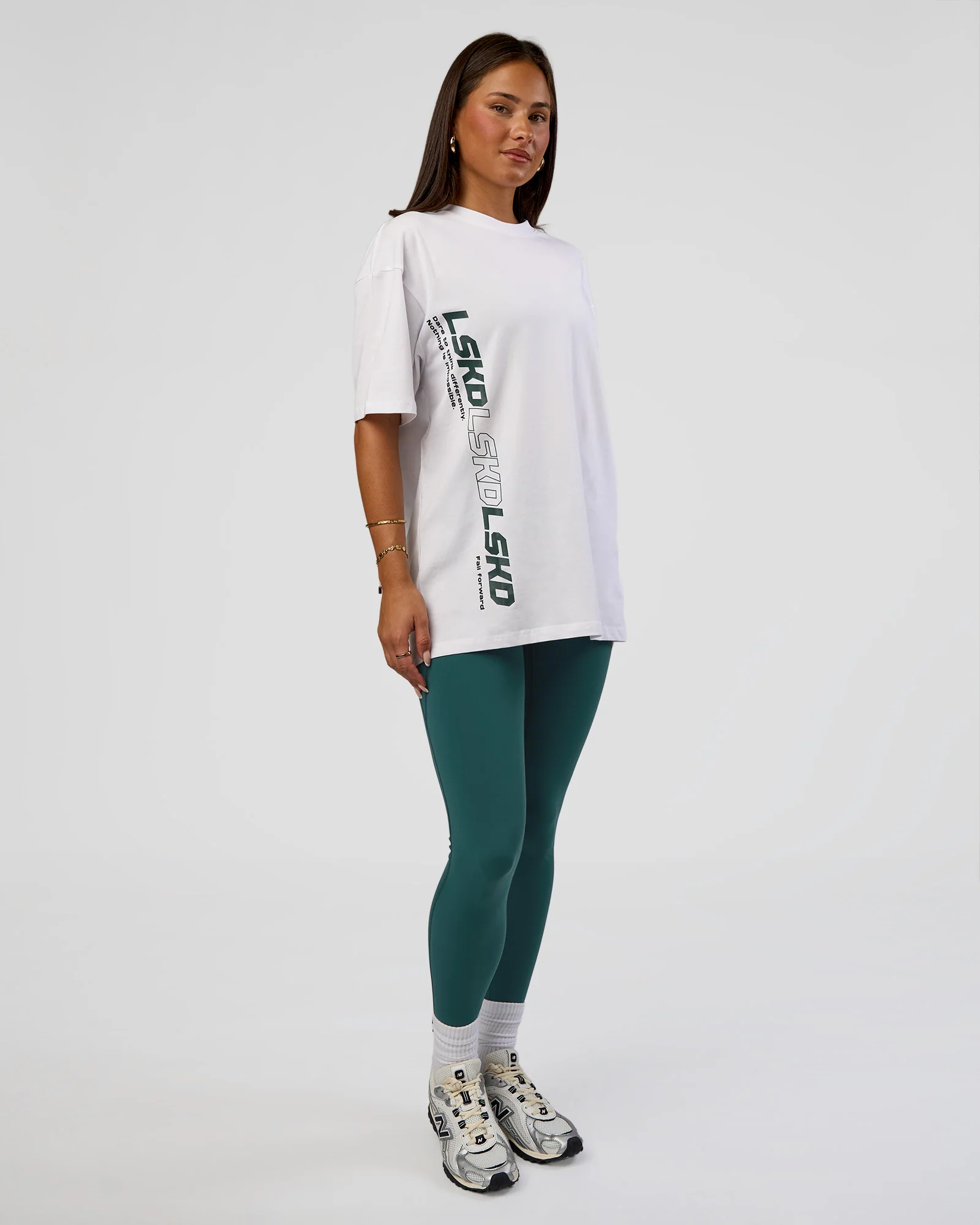 Nothing Is Impossible FLXCotton Oversized Tee - White-Vital Green - Image 5