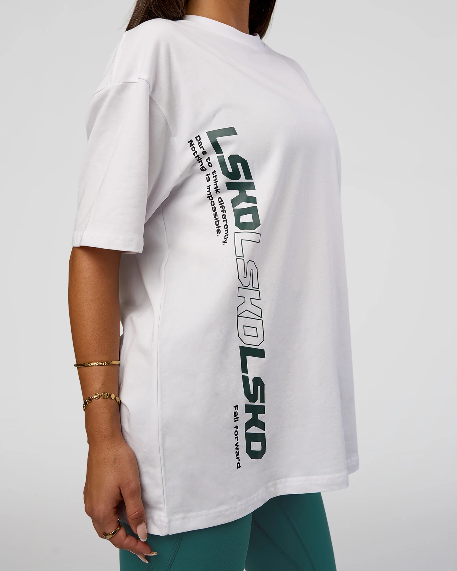 Nothing Is Impossible FLXCotton Oversized Tee - White-Vital Green - Image 9