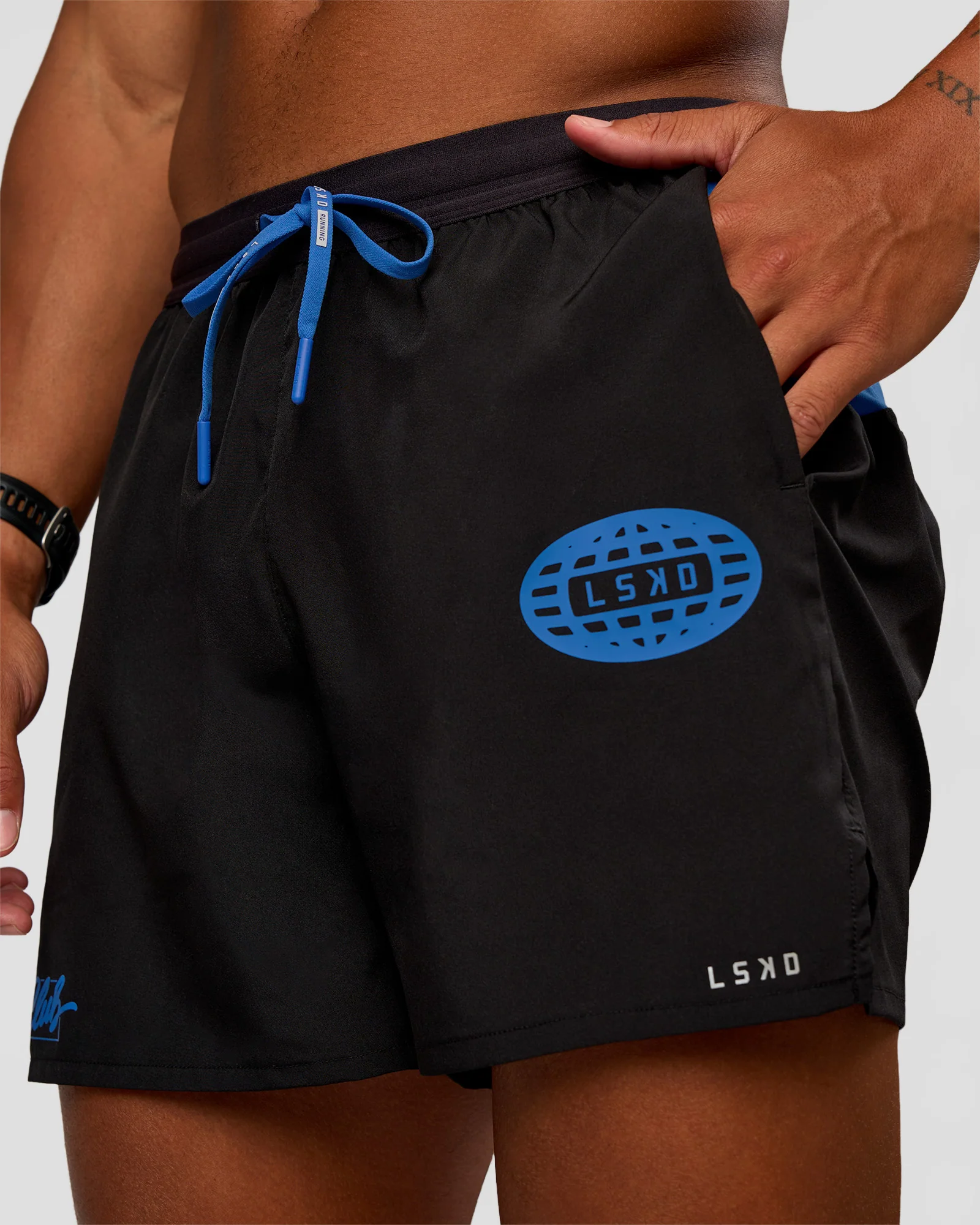 Pace 5" Lined Running Short - Black-Palace Blue - Image 13
