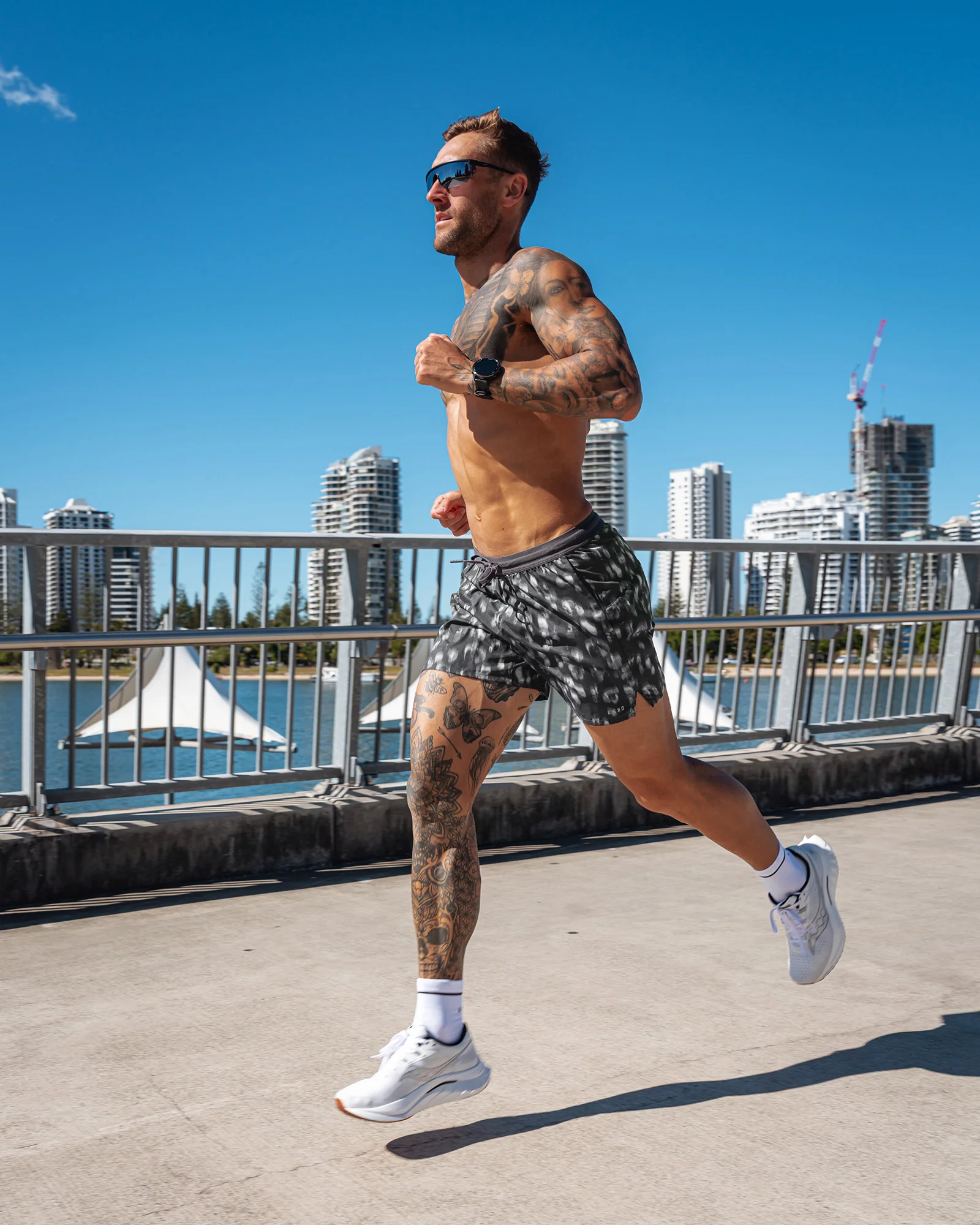 Pace 5" Lined Running Short - Markings Dark Storm Print - Image 2