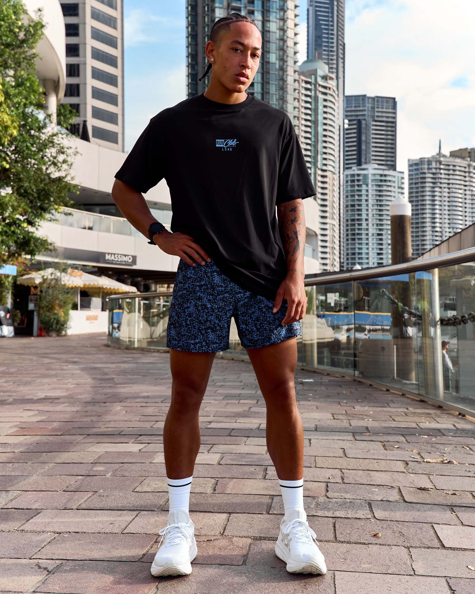 Pace 5" Lined Running Short - Energy Print Palace Blue - Image 4