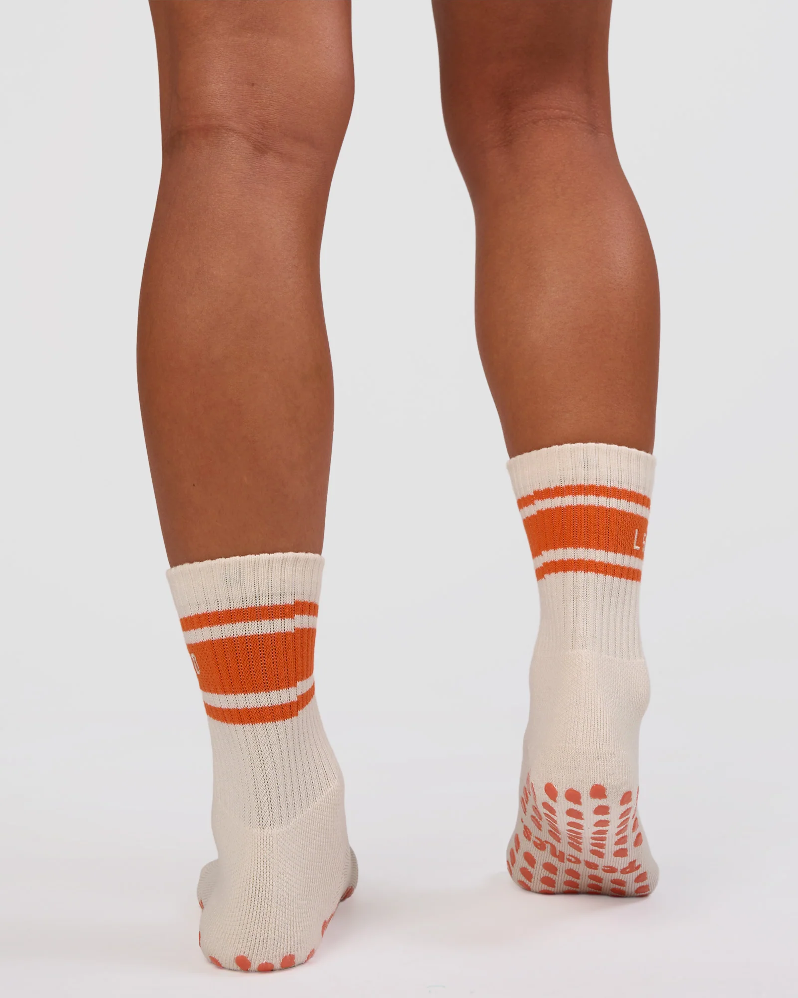 Peaches Pilates Grip Socks - Ivory-Orange - Image 3