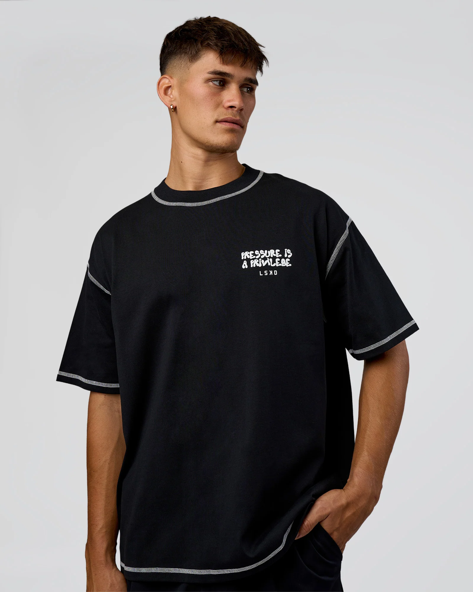 Pressure is Privilege Oversized Tee - Black-White - Image 2
