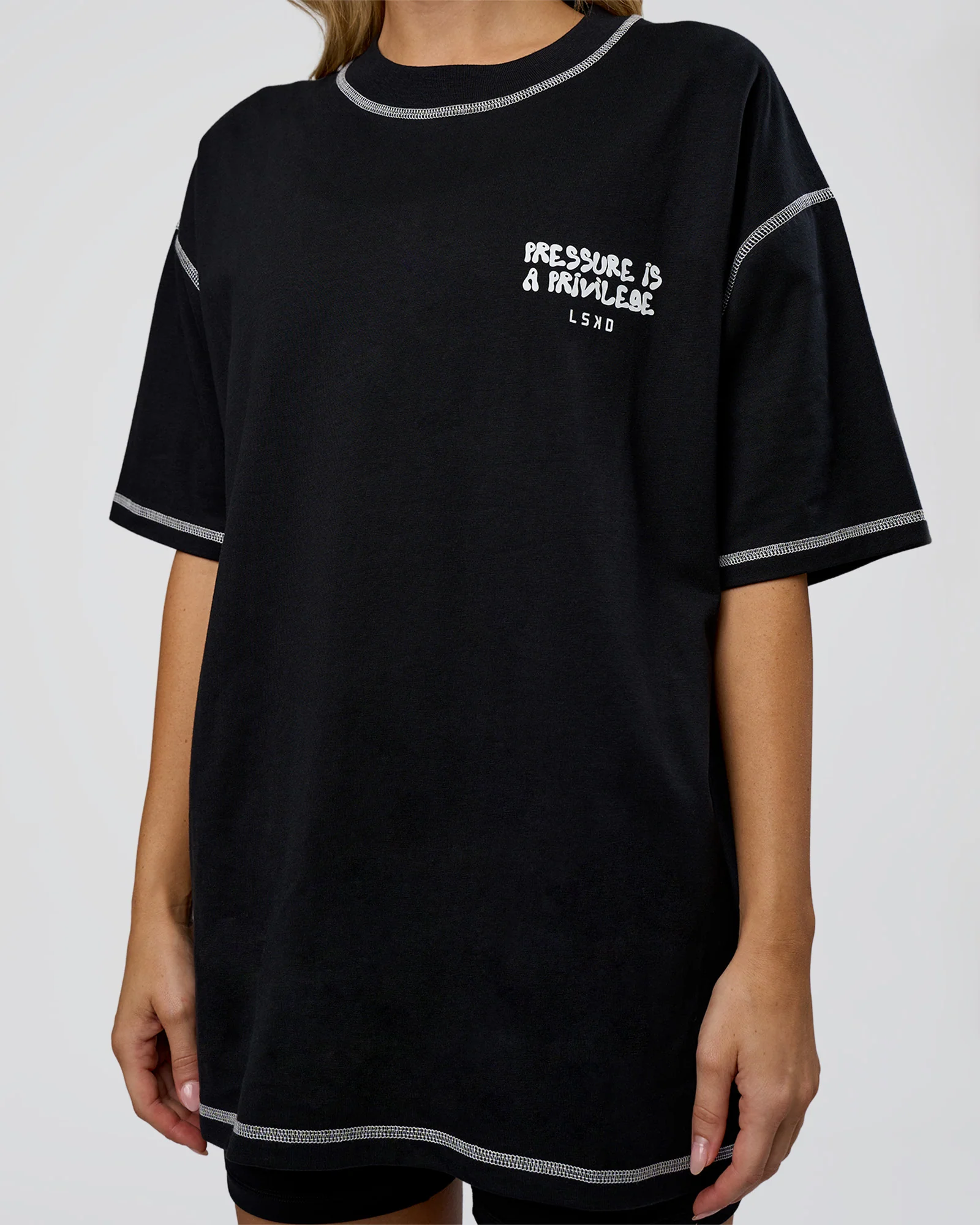Pressure is Privilege Oversized Tee - Black-White - Image 9
