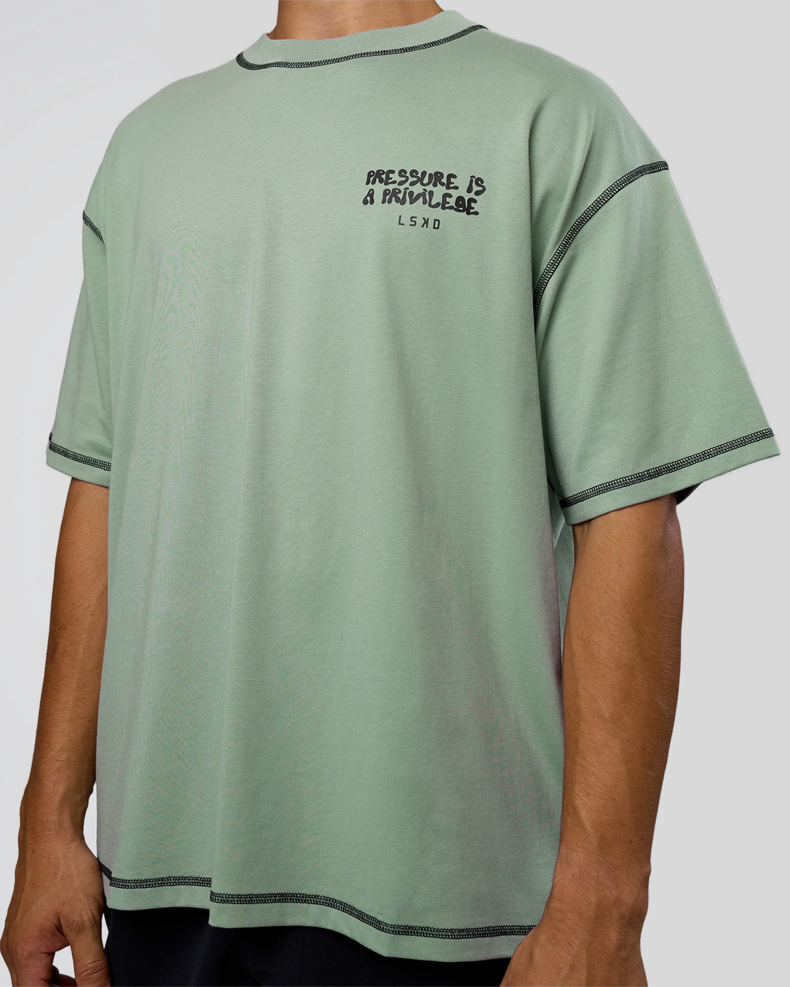 Pressure is Privilege Oversized Tee - Iceberg Green-Black - Image 9
