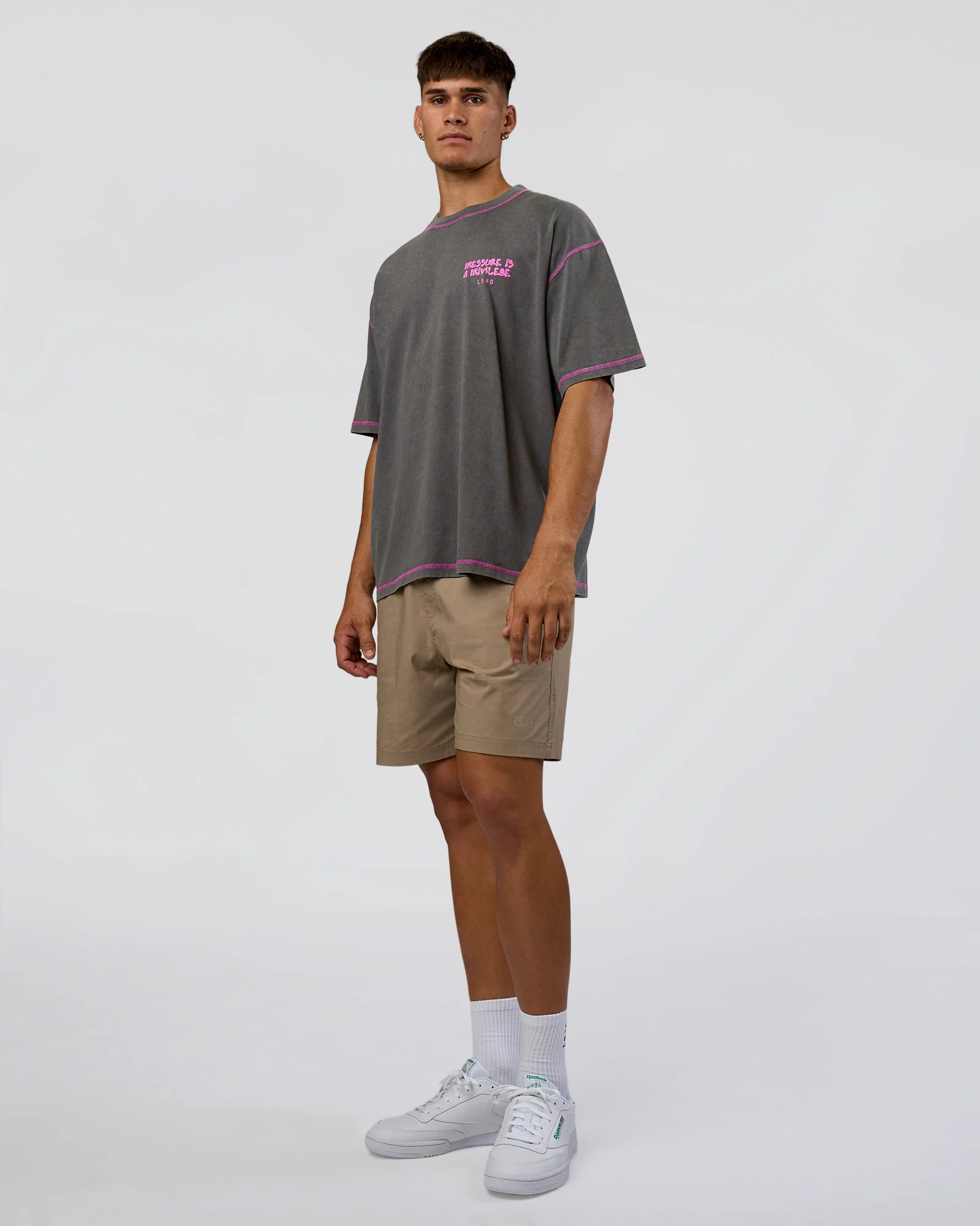 Pressure is Privilege Oversized Tee - Dark Storm Washed-Ultra Fuchsia - Image 6