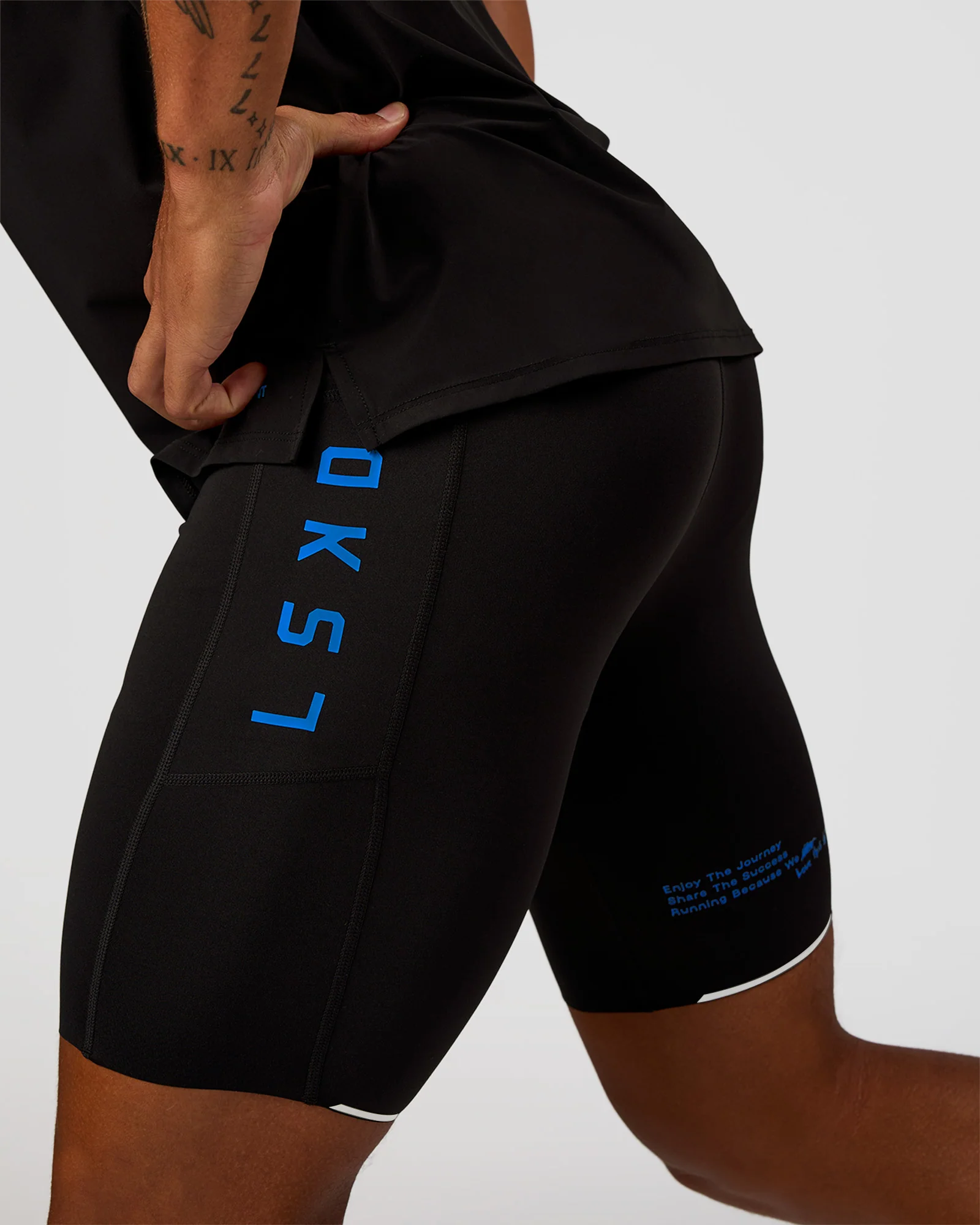 Race Day 8" Short Tight - Black-Palace Blue - Image 14