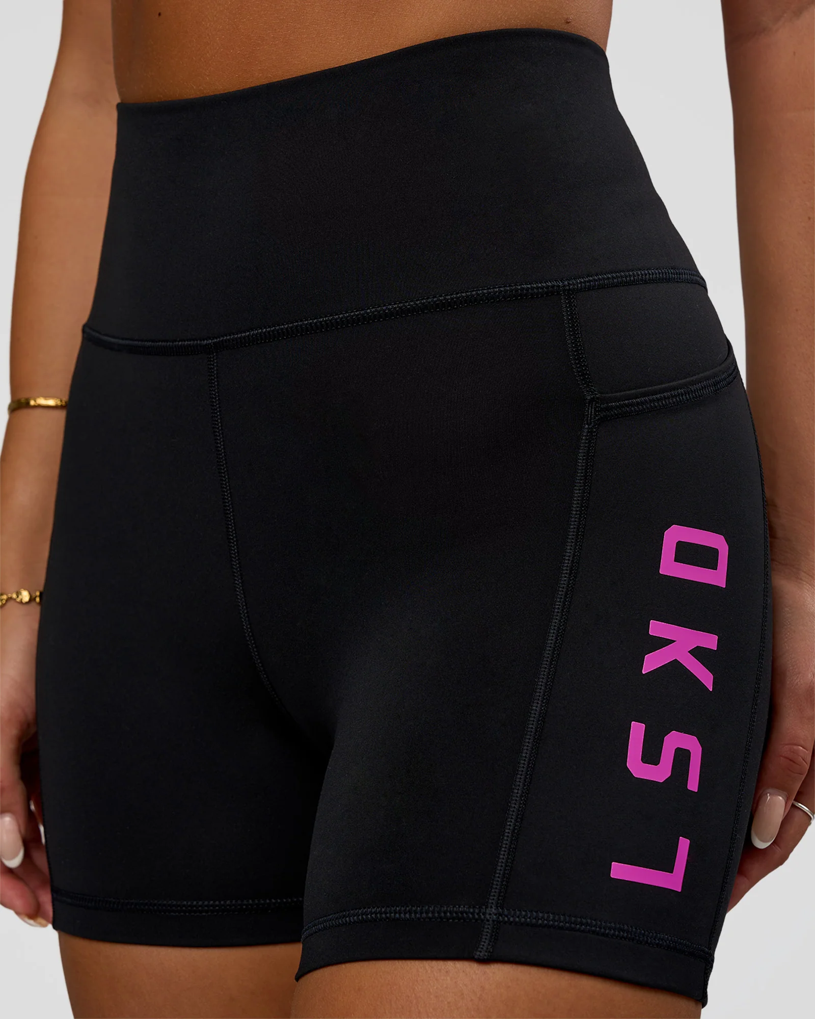 Rep Ultra High-Rise 4" Short Pockets - Black-Ultra Fuchsia - Image 6