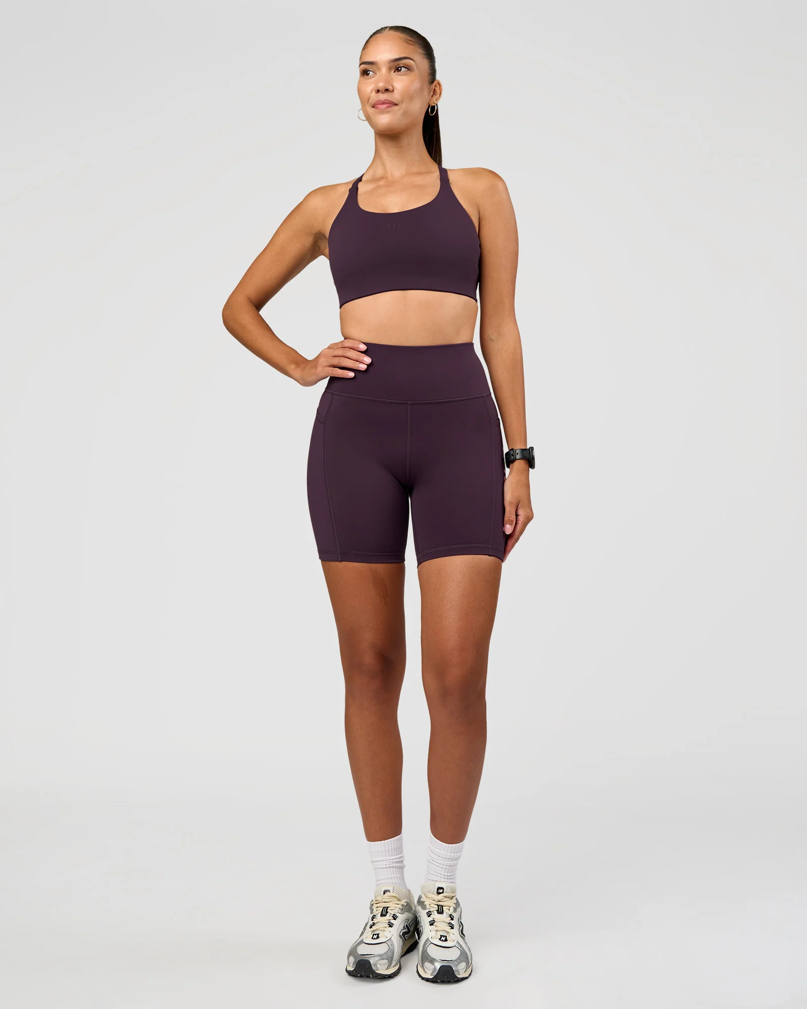 Rep Ultra High-Rise 6" Short Pockets - Midnight Plum-Marshmallow - Image 4