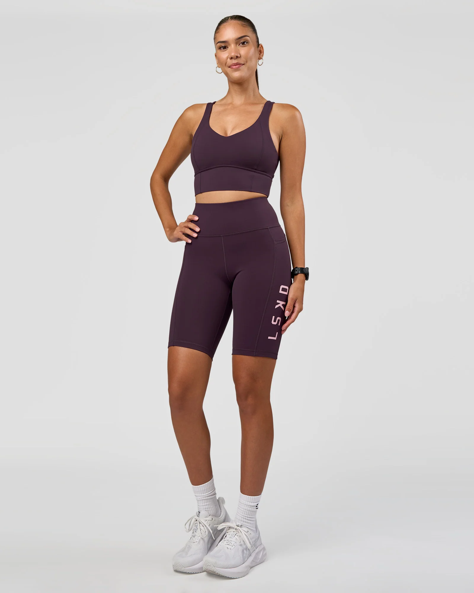 Rep Ultra High-Rise 9" Short Pockets - Midnight Plum-Marshmallow - Image 7