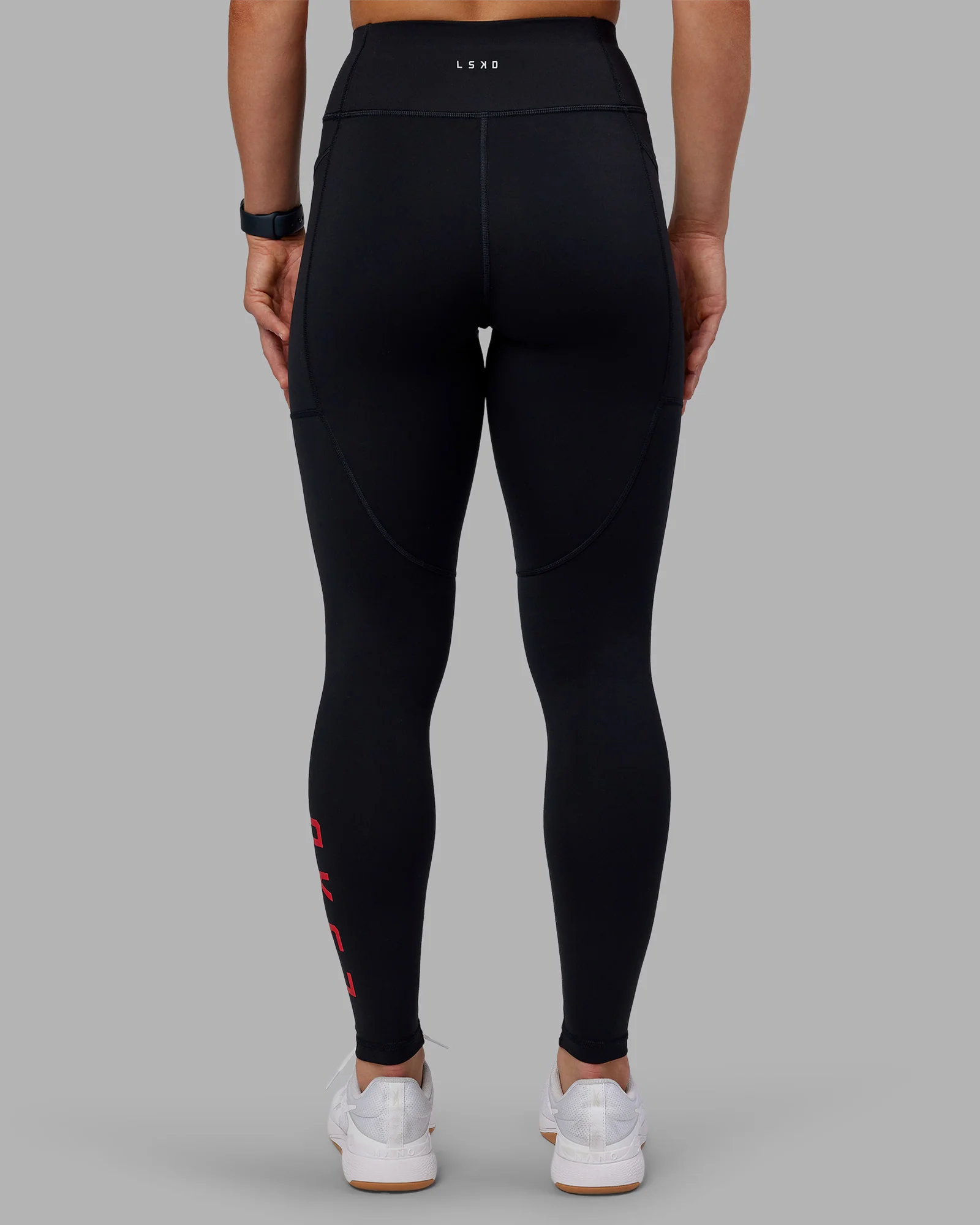 Rep Ultra High-Rise Full Length Legging Pockets - Black-Scarlet - Image 5