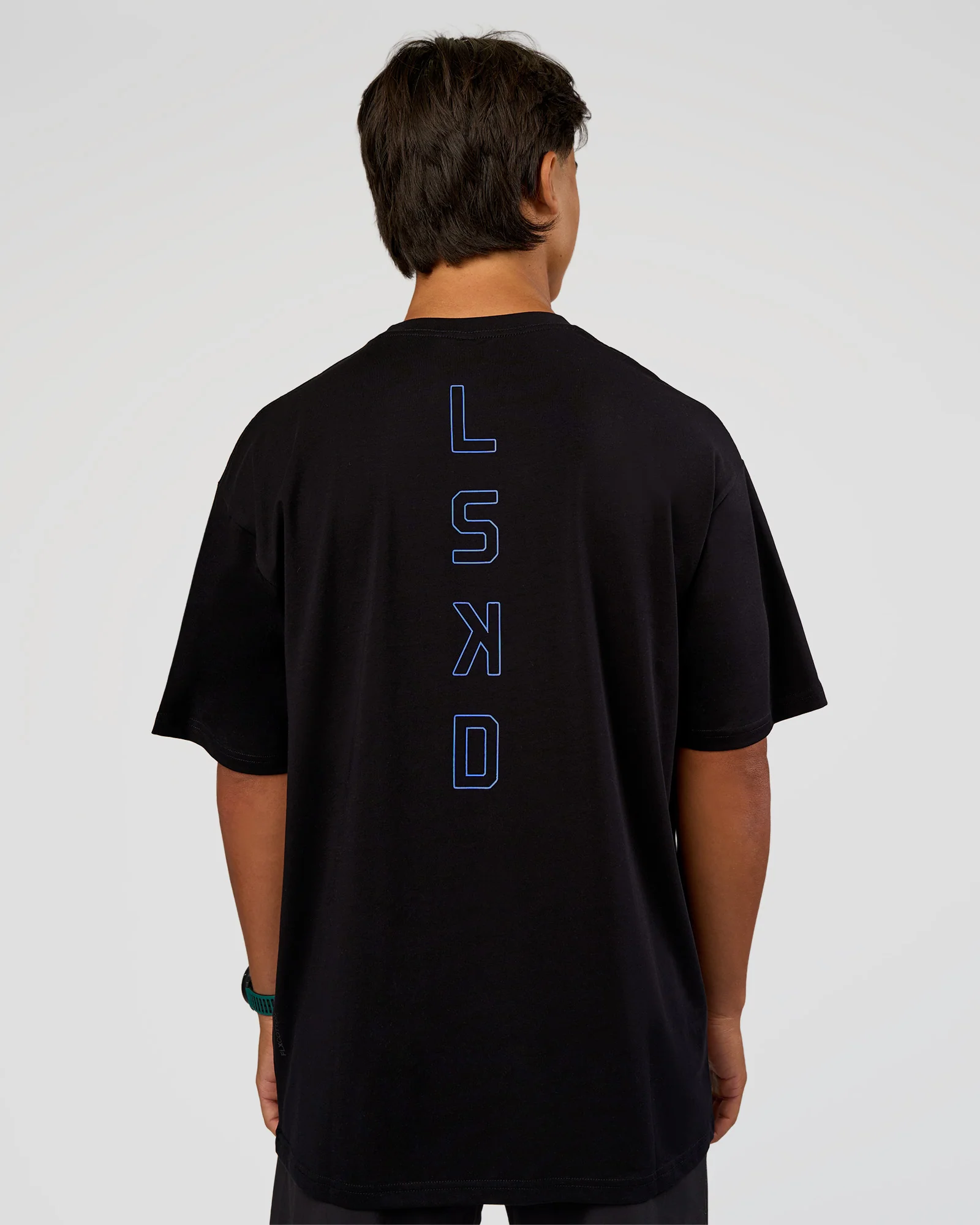 Run Club Script FLXCotton Oversized Tee - Black-Palace Blue - Image 12