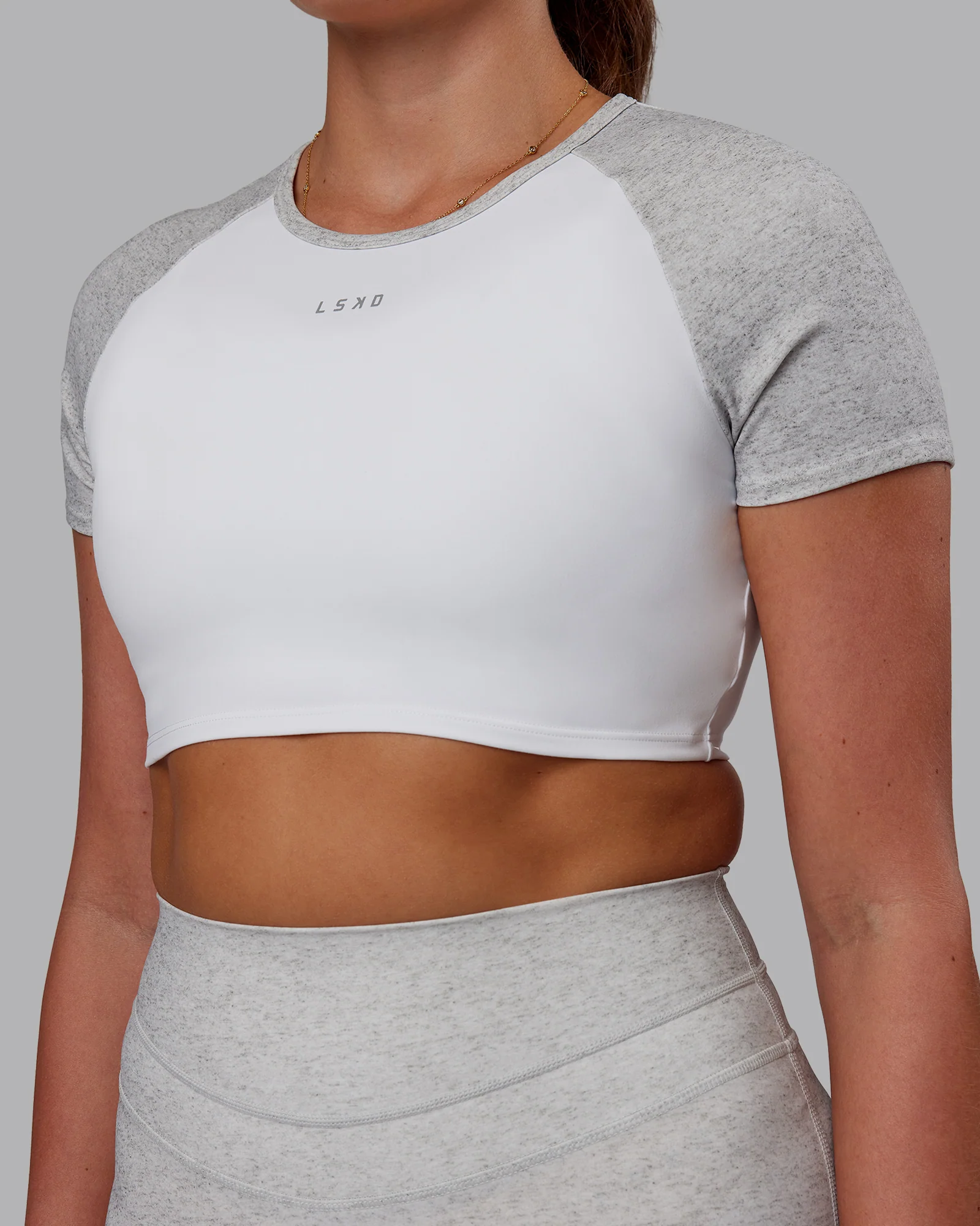 Run With It Ultra Cropped Tee - White-Grey Marl - Image 6