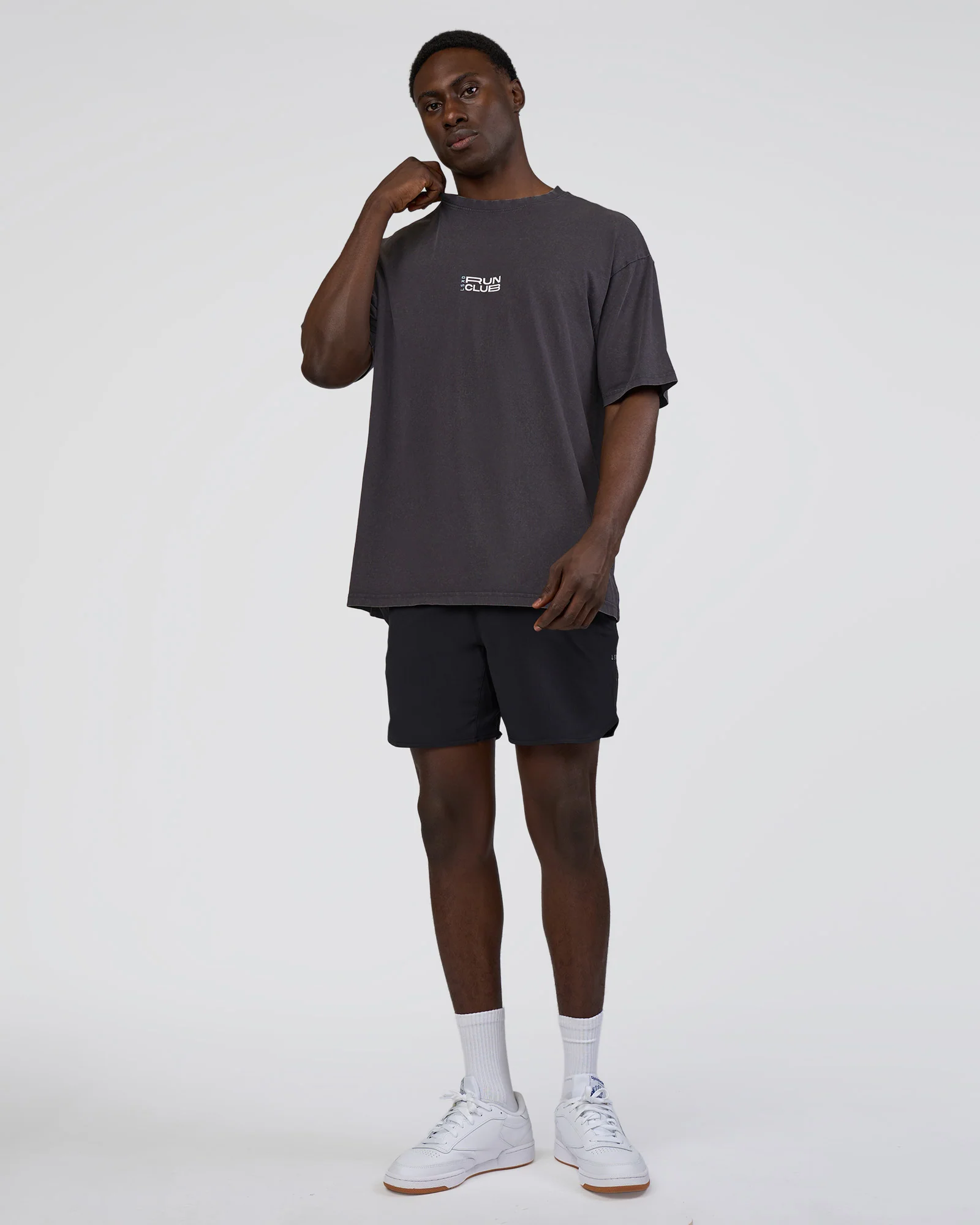 Runner's FLXCotton Oversized Tee - Black Washed-White - Image 6