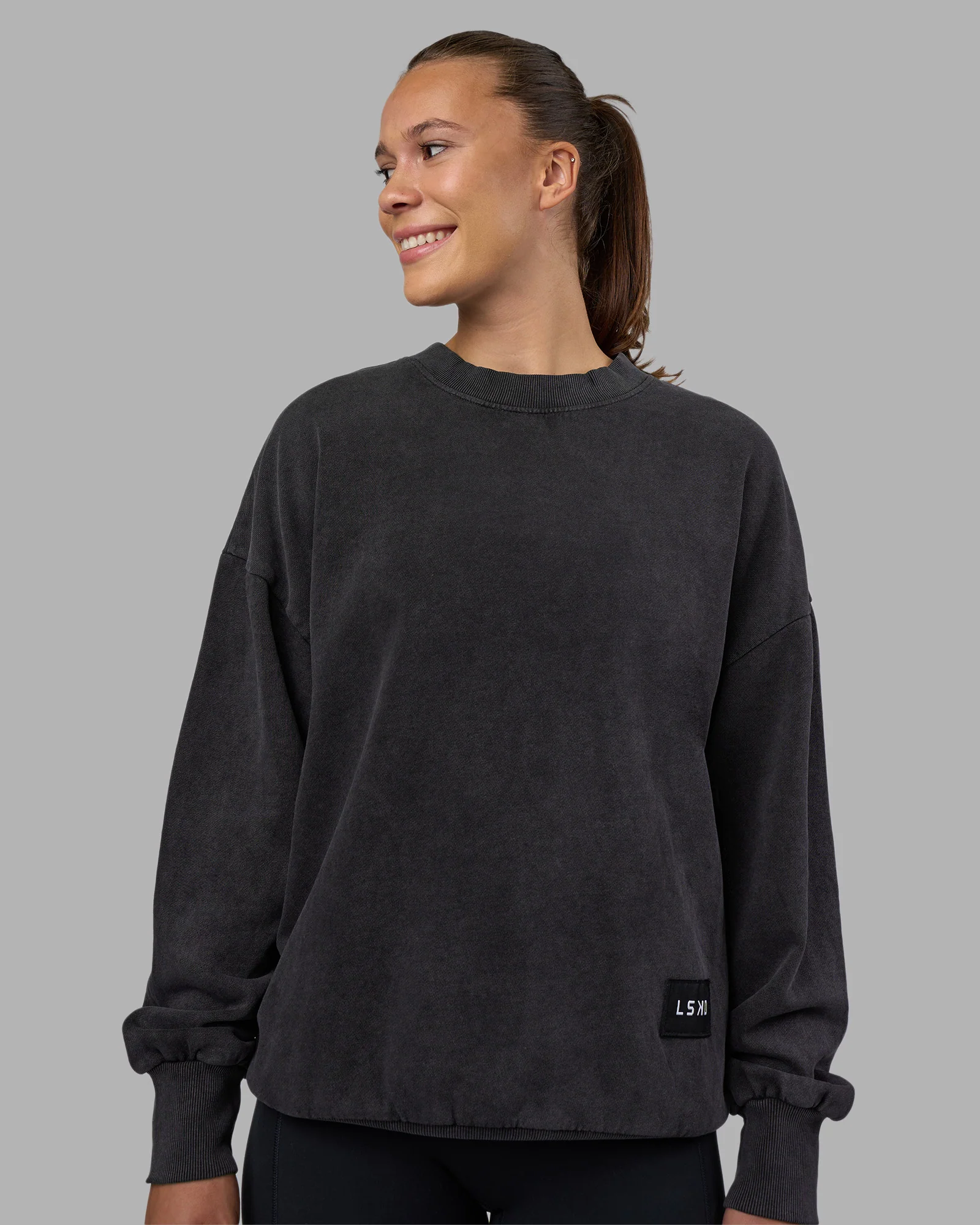 Segmented Oversized Sweater - Black Washed - Image 9