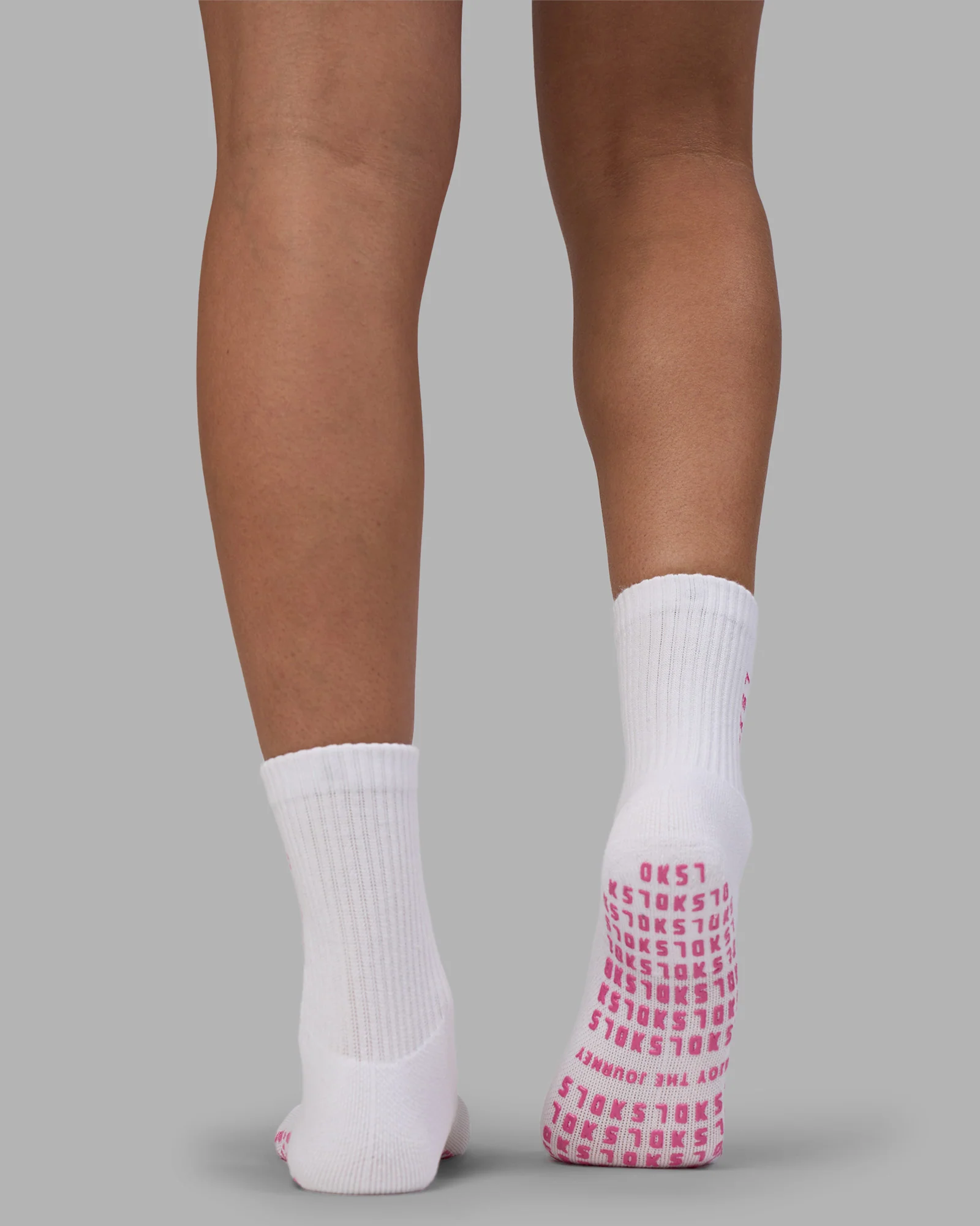 Signal Pilates Crew Grip Socks 2.0 - White-Ultra Pink - Image 3
