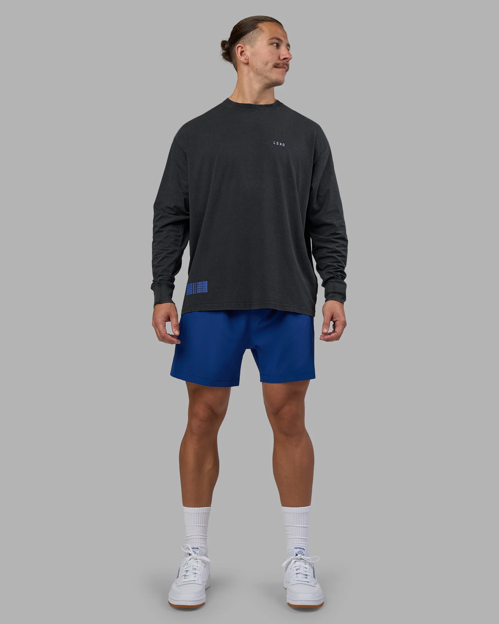Cali FLXCotton Oversized Long Sleeve Tee - Black Washed - Image 15