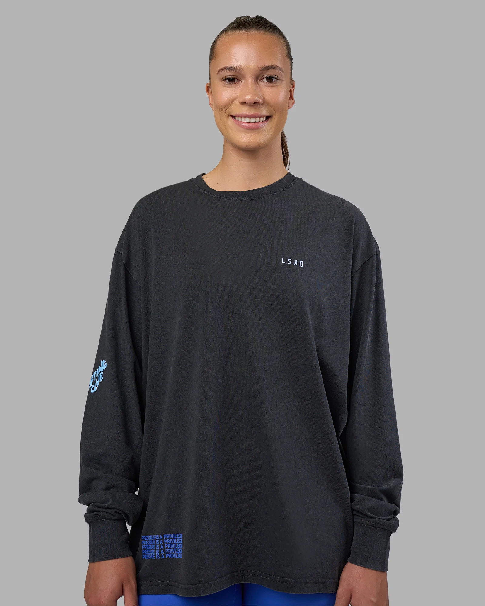 Cali FLXCotton Oversized Long Sleeve Tee - Black Washed - Image 5