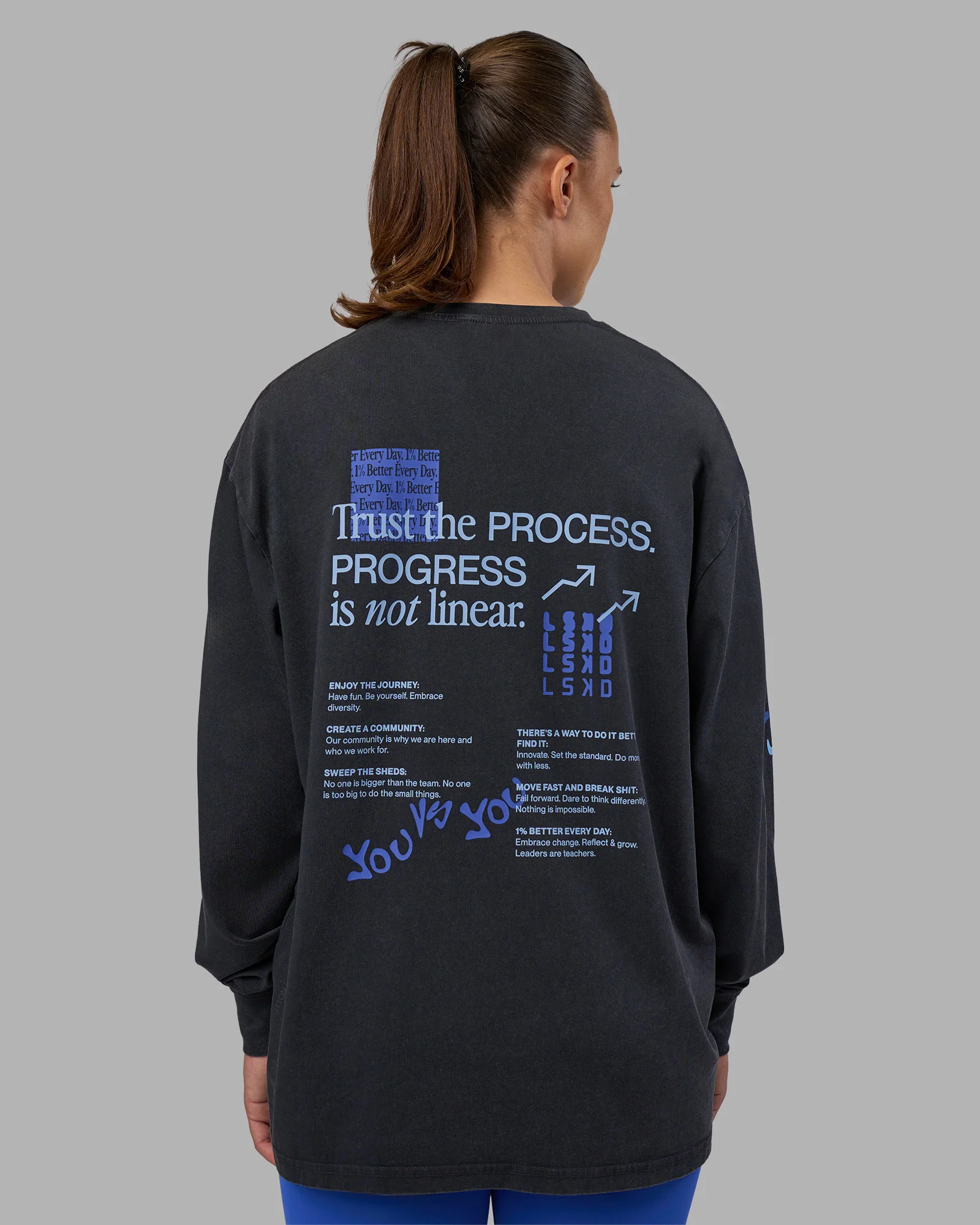 Cali FLXCotton Oversized Long Sleeve Tee - Black Washed - Image 8