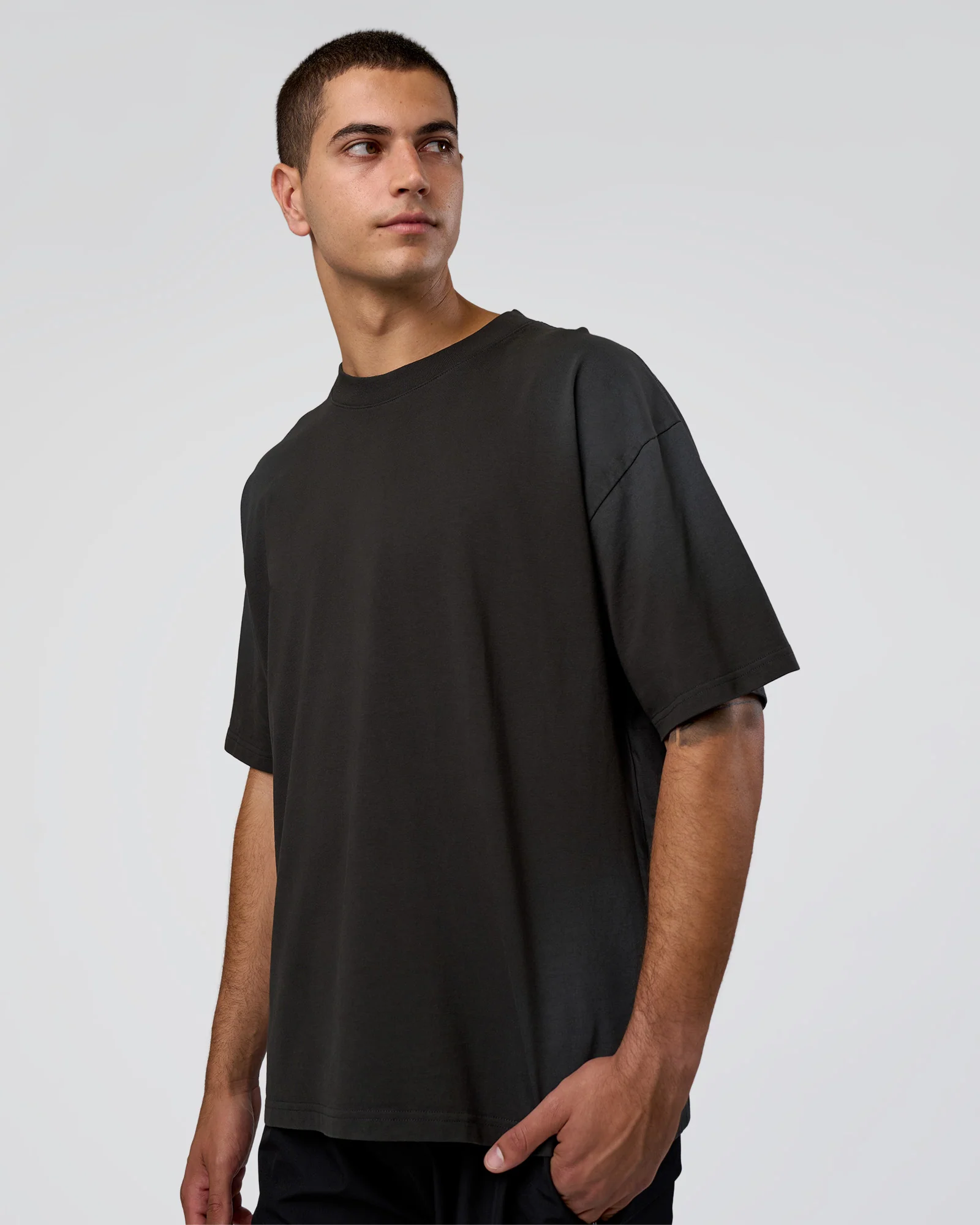 Spray Heavyweight Unisex Oversized Tee - Charcoal Washed - Image 2