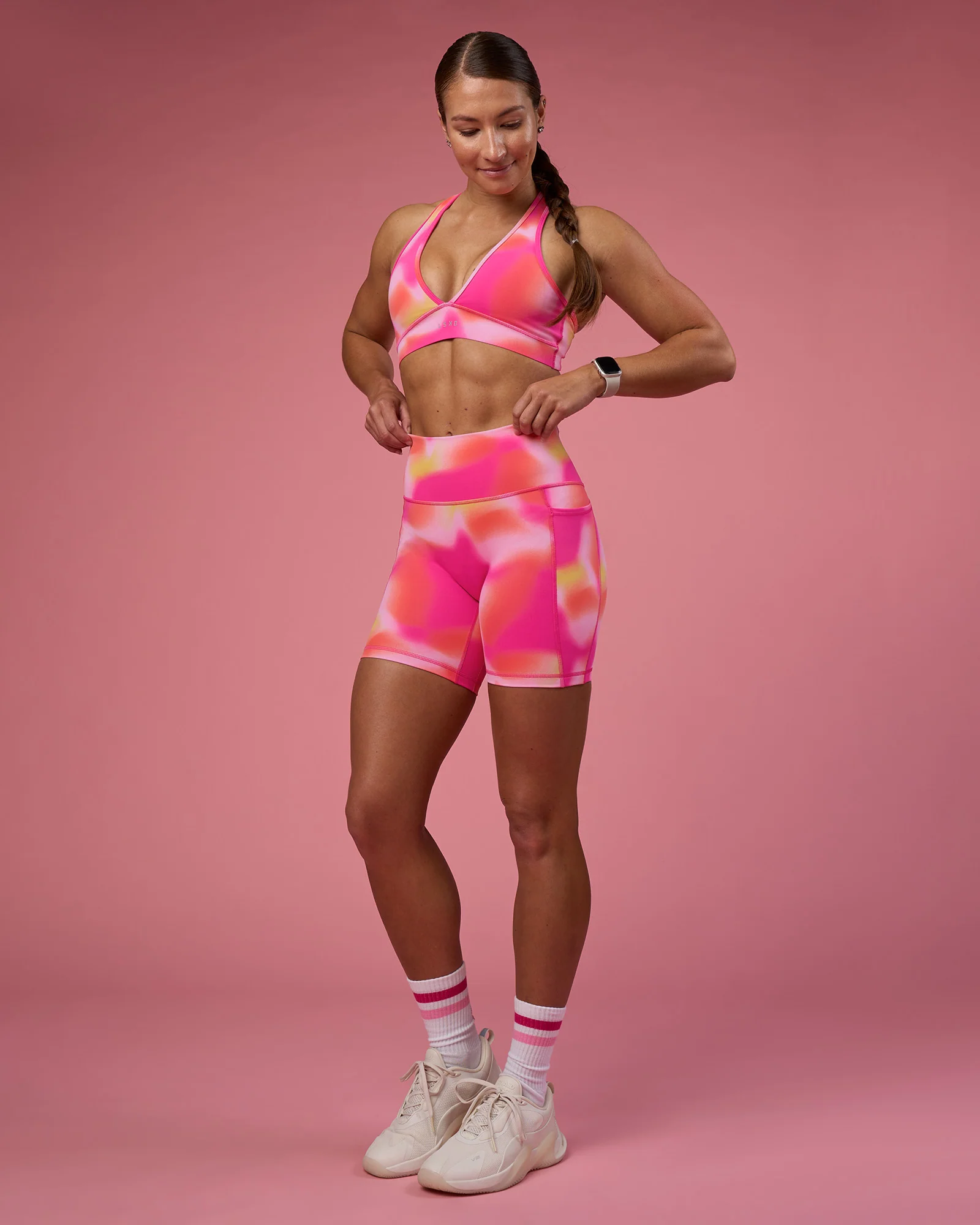 Stamina Rise Sports Bra - Pink Glow Print - Image 3