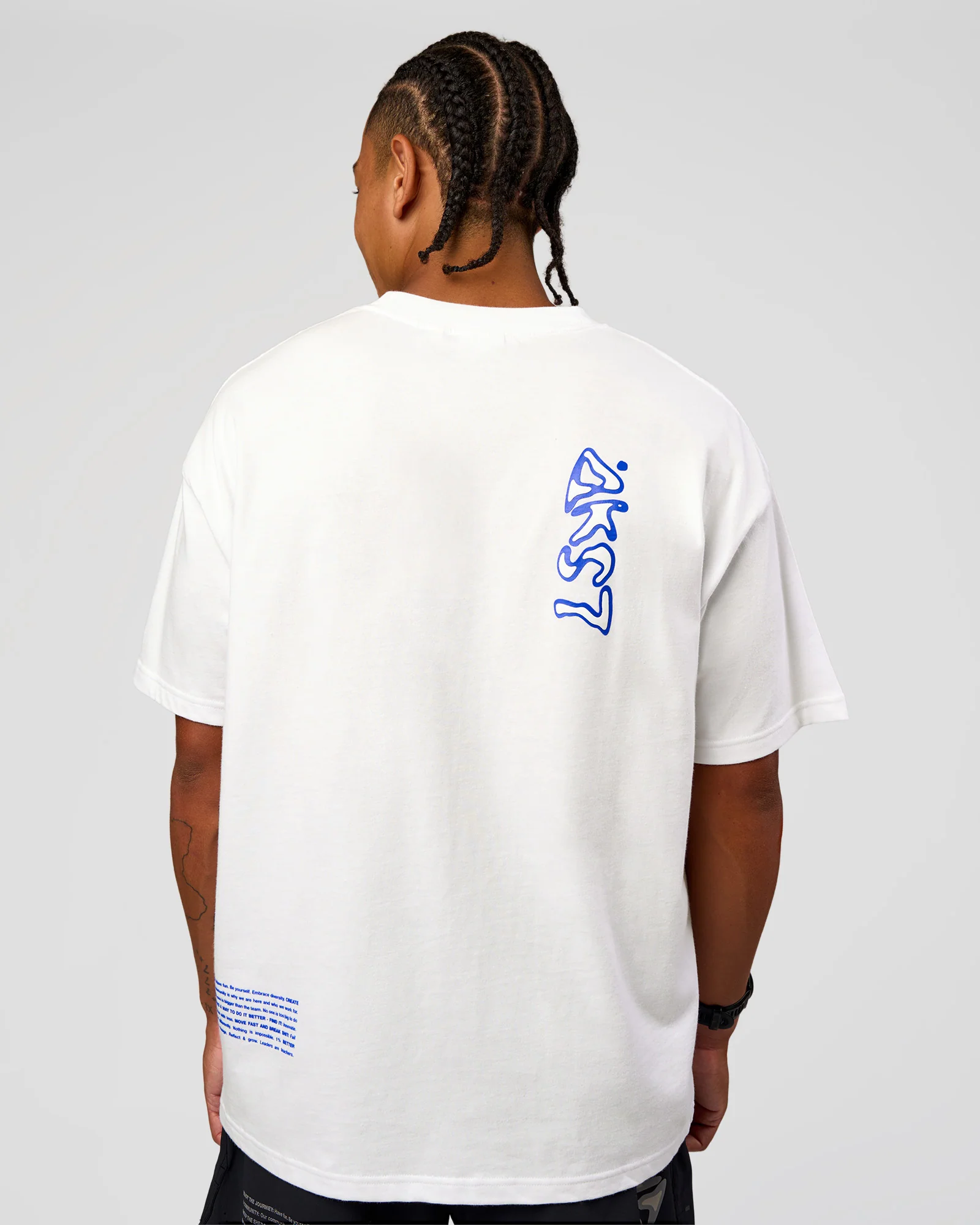 Static Grit Heavyweight Oversized Tee - White-Electric Indigo - Image 7
