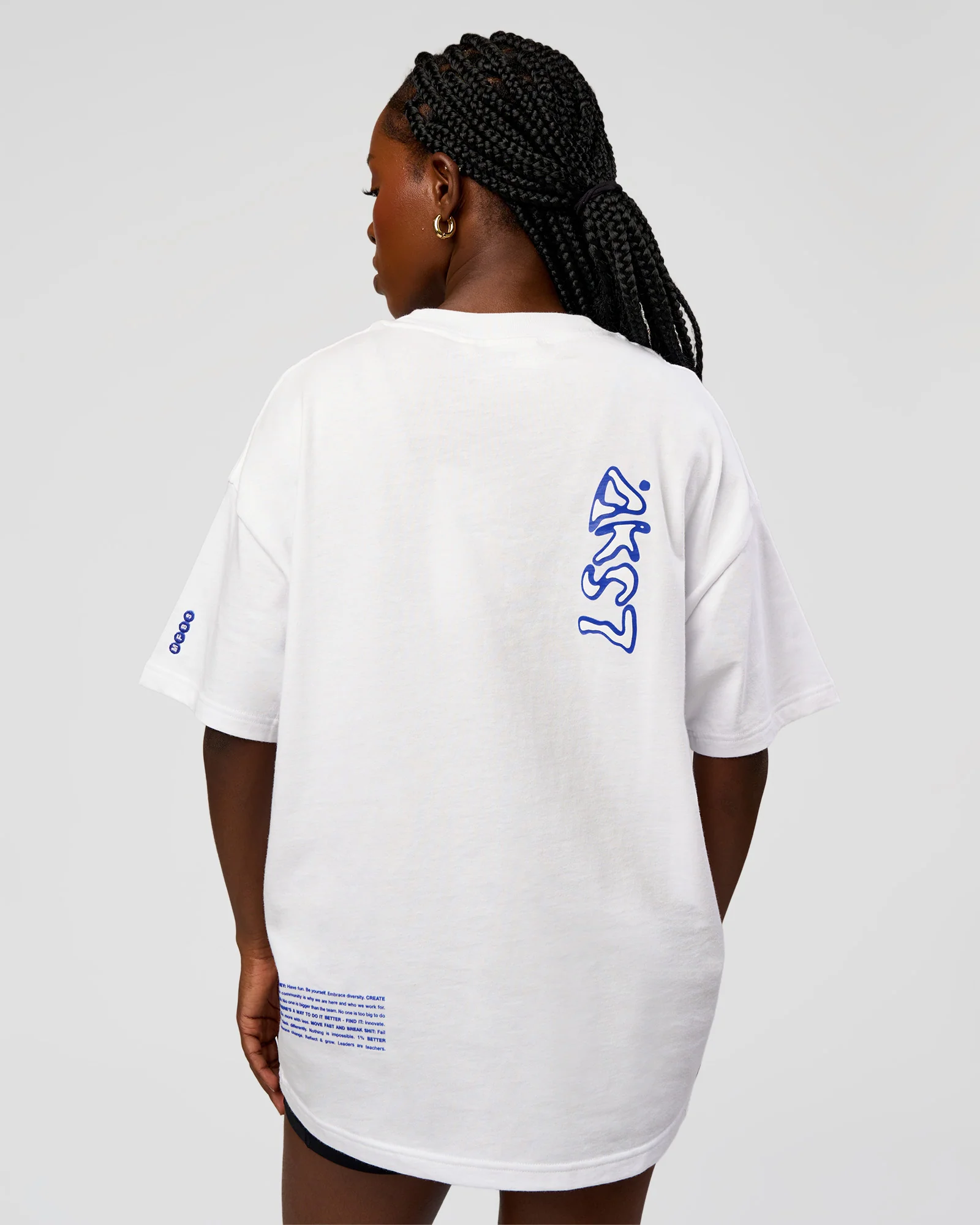 Static Grit Heavyweight Oversized Tee - White-Electric Indigo - Image 8
