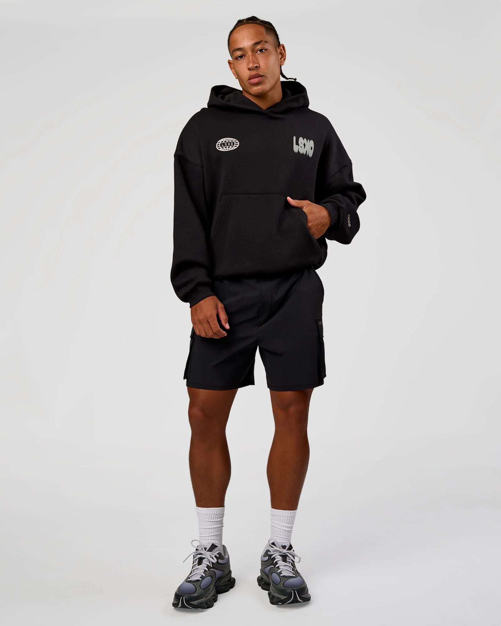Static Grit Unisex Boxy Hoodie - Black-Alloy - Image 6