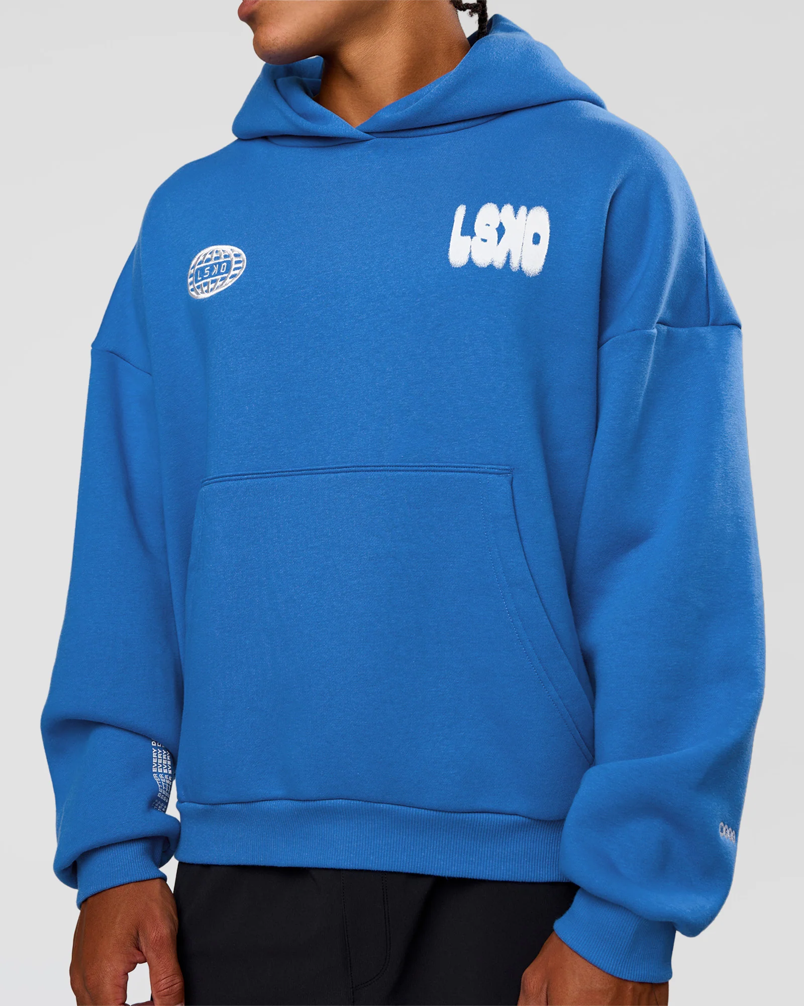 Static Grit Unisex Boxy Hoodie - Palace Blue-White - Image 9