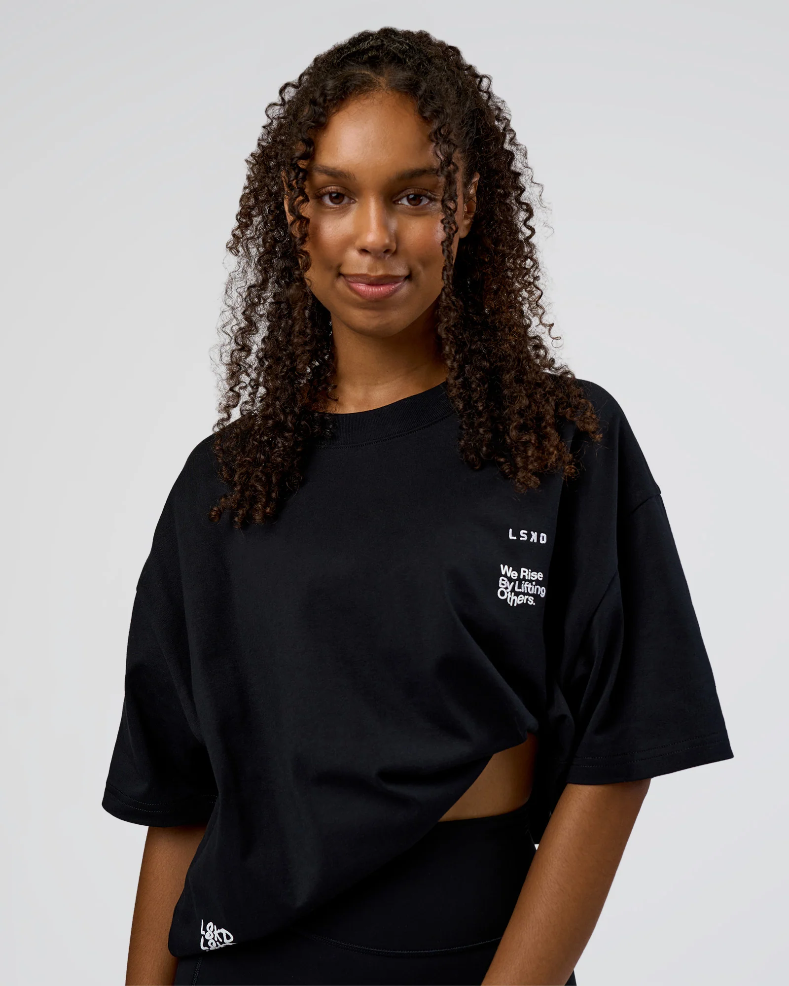 Sticker Heavyweight Oversized Tee - Black-White - Image 4