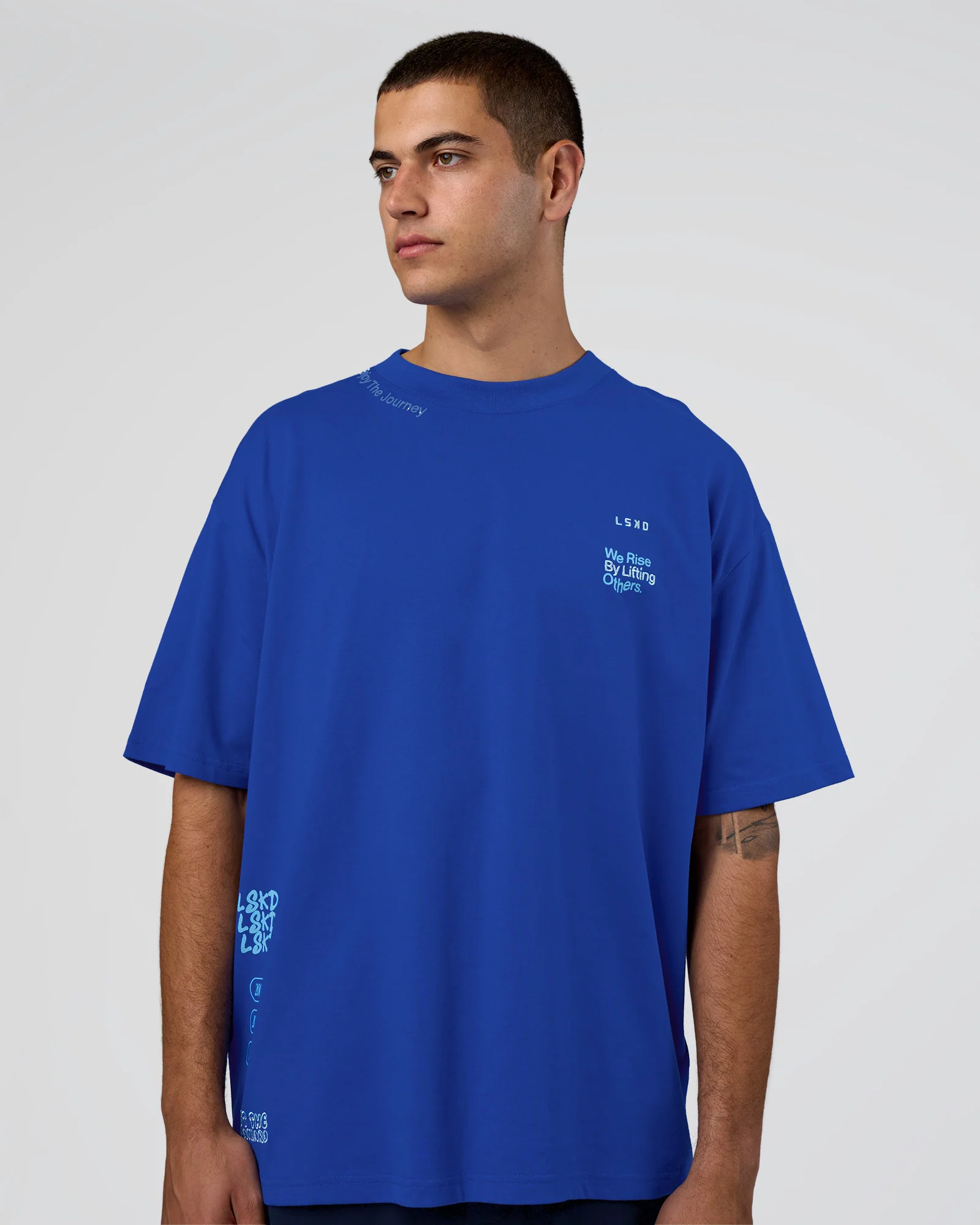 Sticker Heavyweight Oversized Tee - Electric Indigo-Baltic Sea - Image 2