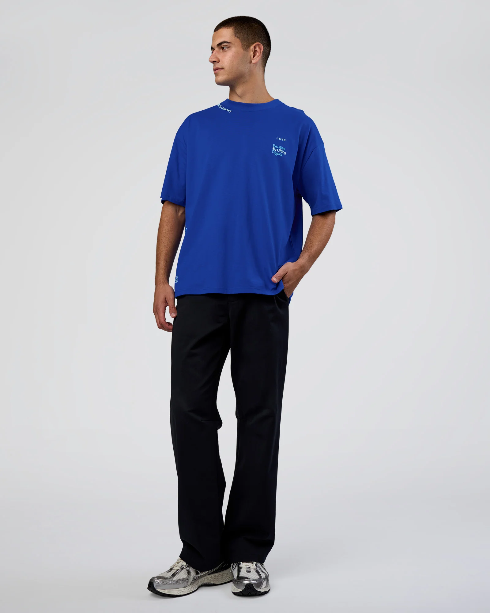Sticker Heavyweight Oversized Tee - Electric Indigo-Baltic Sea - Image 7