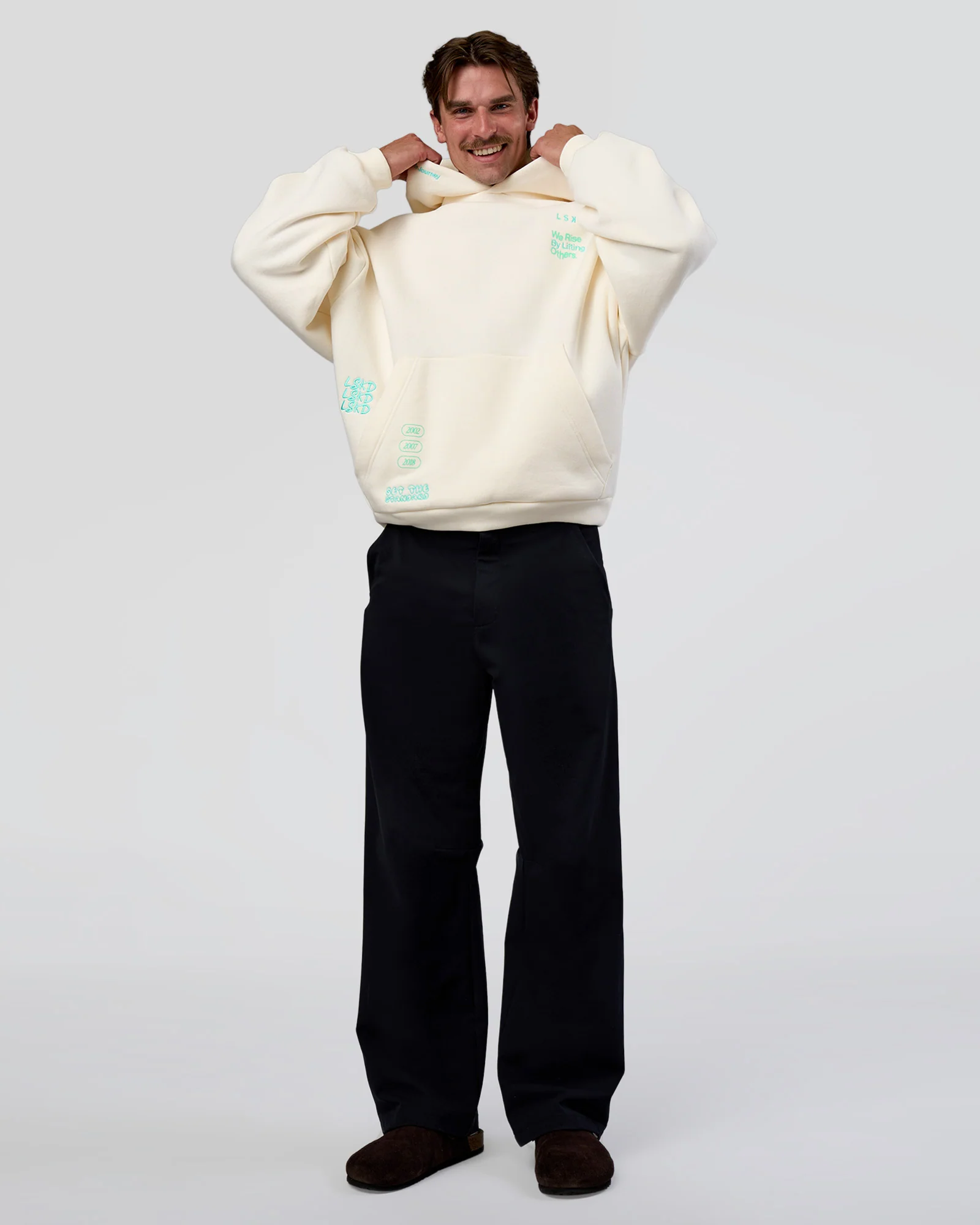 Sticker Unisex Ultra Heavyweight Oversized Hoodie - Off White-Jelly Mint - Image 3