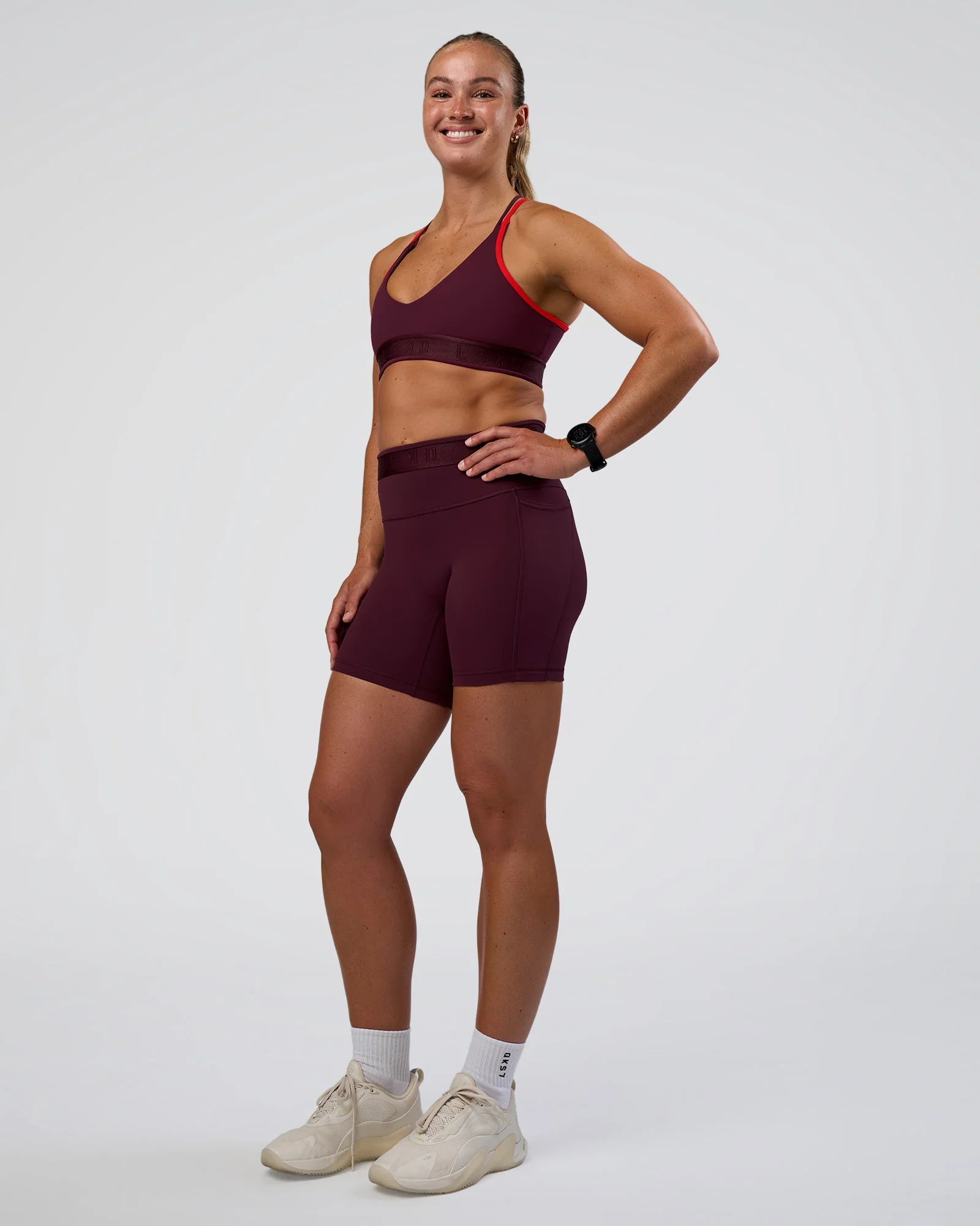 Strive Jacquard Sports Bra - Cherry Lacquer - Image 5