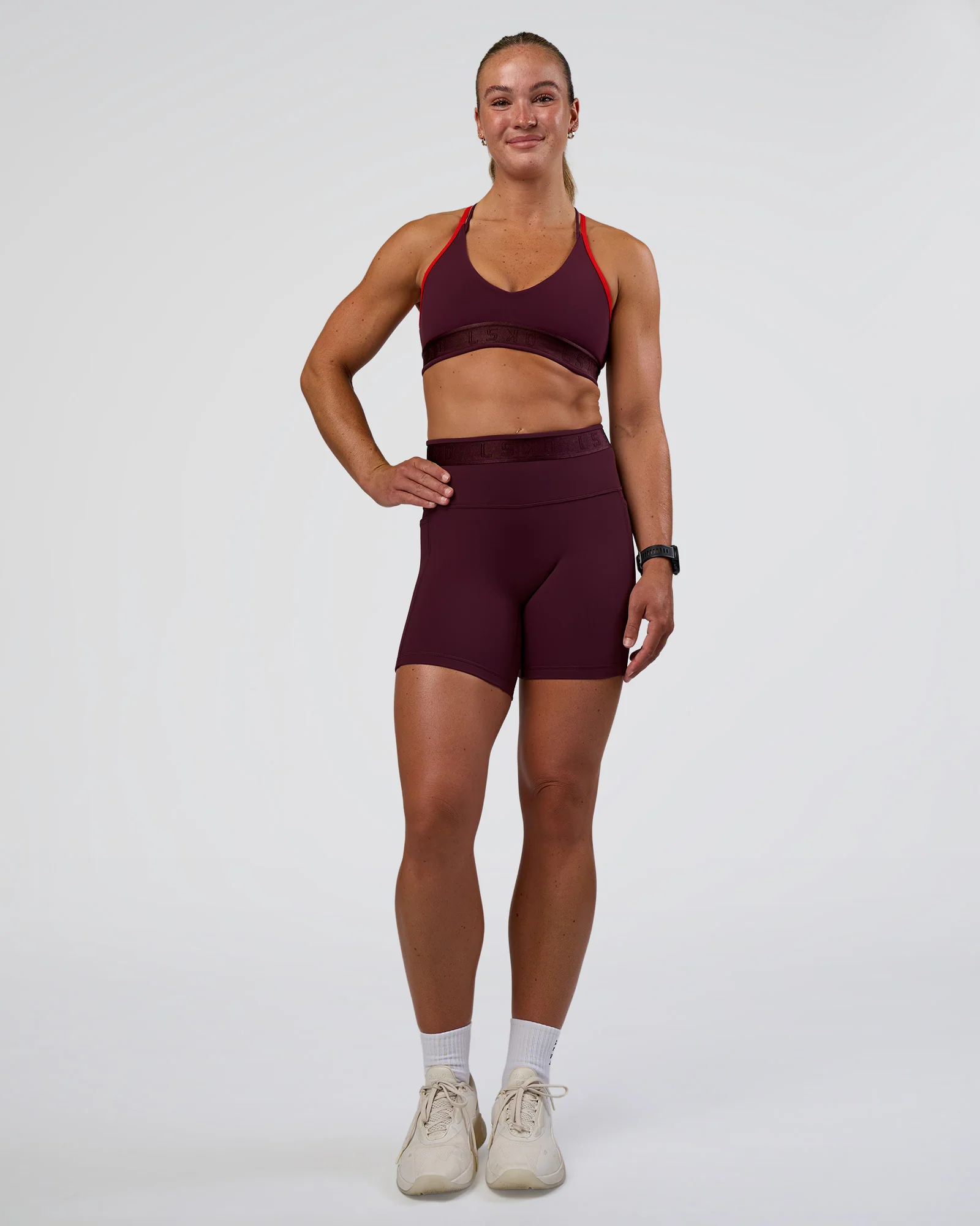 Strive Jacquard Sports Bra - Cherry Lacquer - Image 6