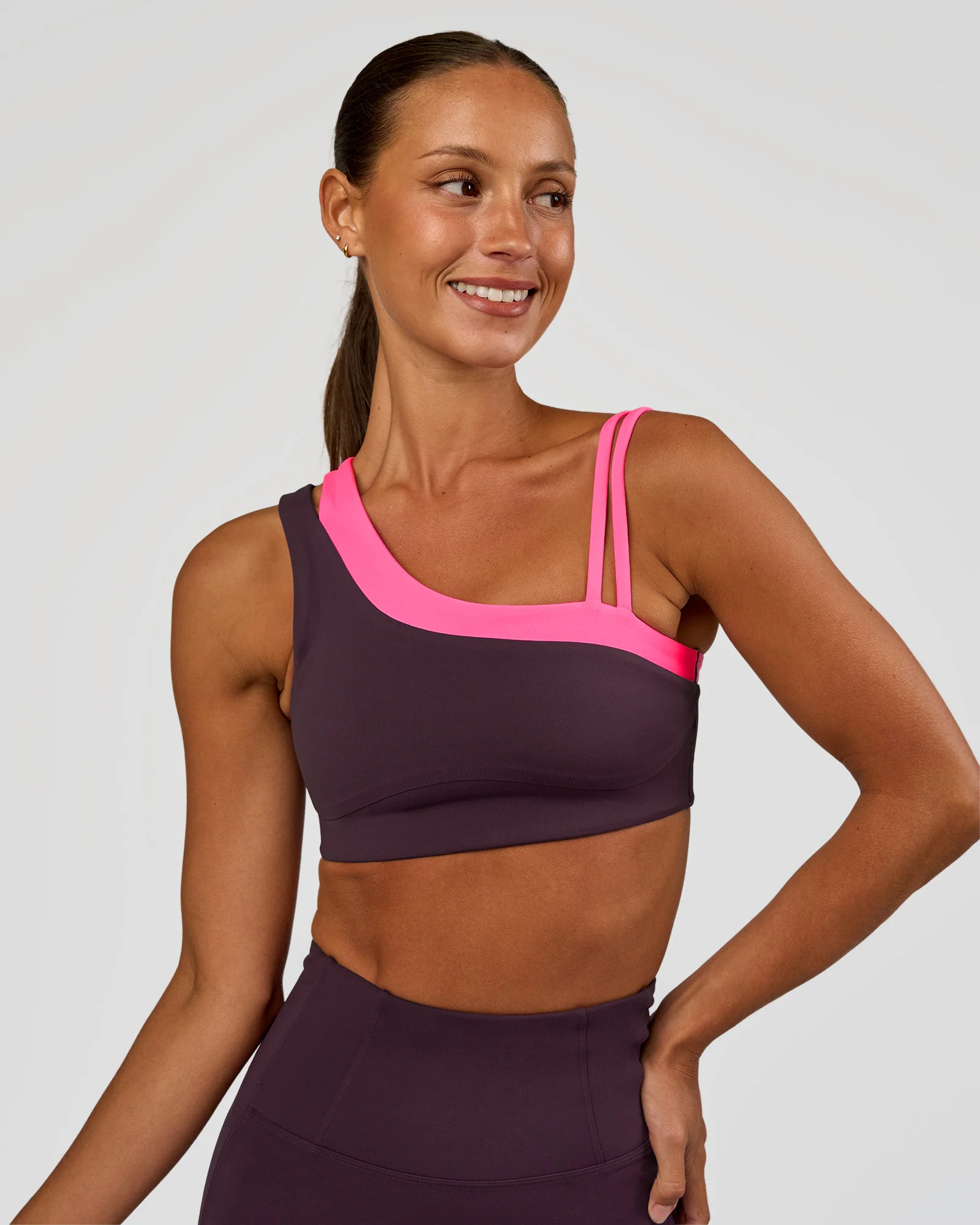 Thrive Asymmetric Sports Bra - Midnight Plum-Sugar Plum - Image 4