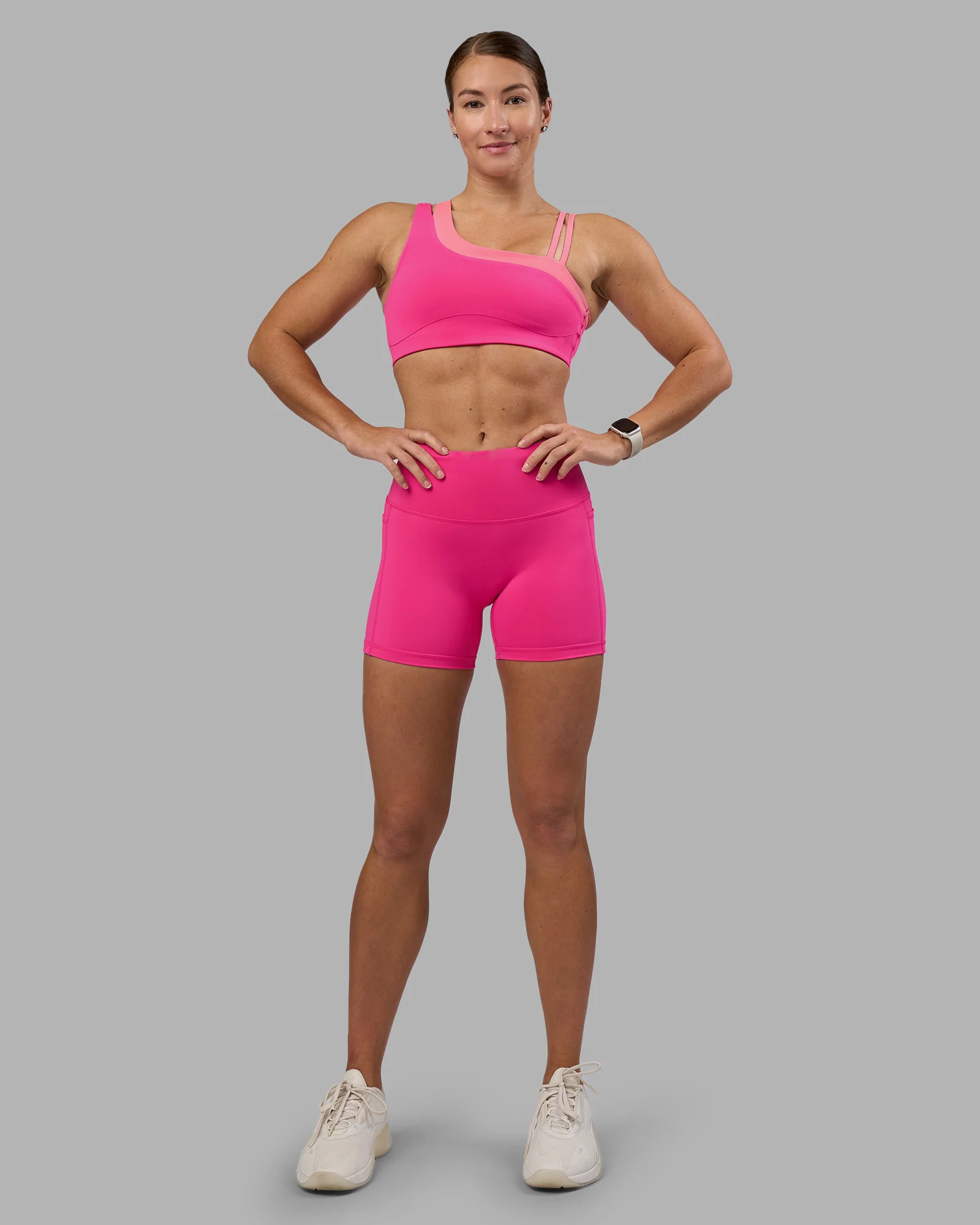 Thrive Asymmetric Sports Bra - Ultra Pink-Candy Pink - Image 6