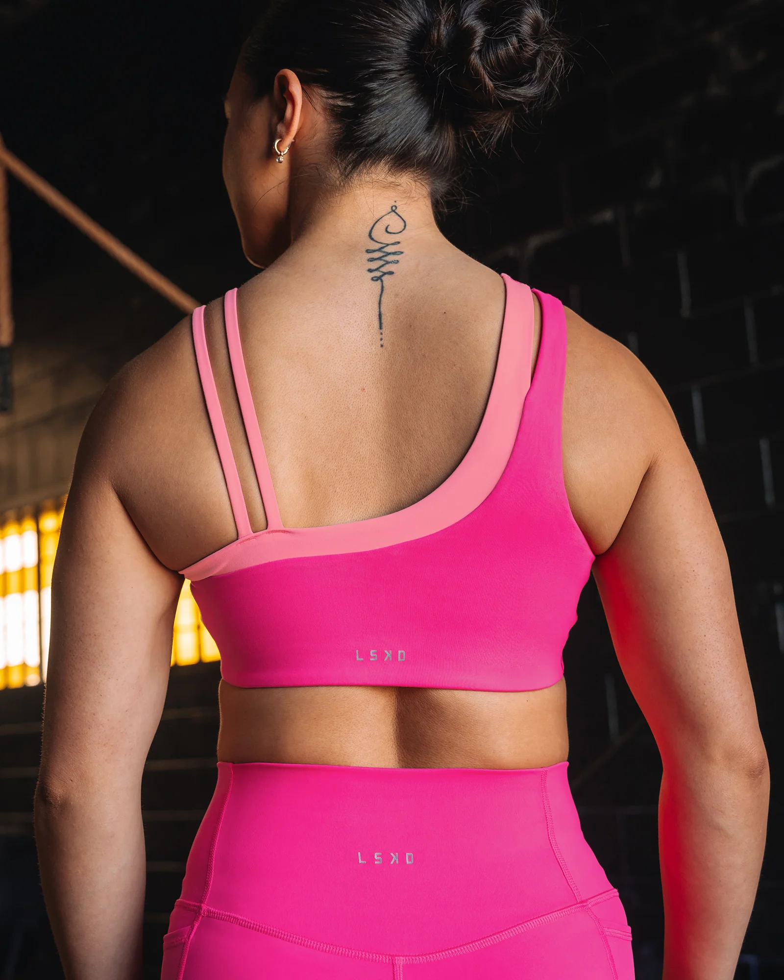 Thrive Asymmetric Sports Bra - Ultra Pink-Candy Pink - Image 9