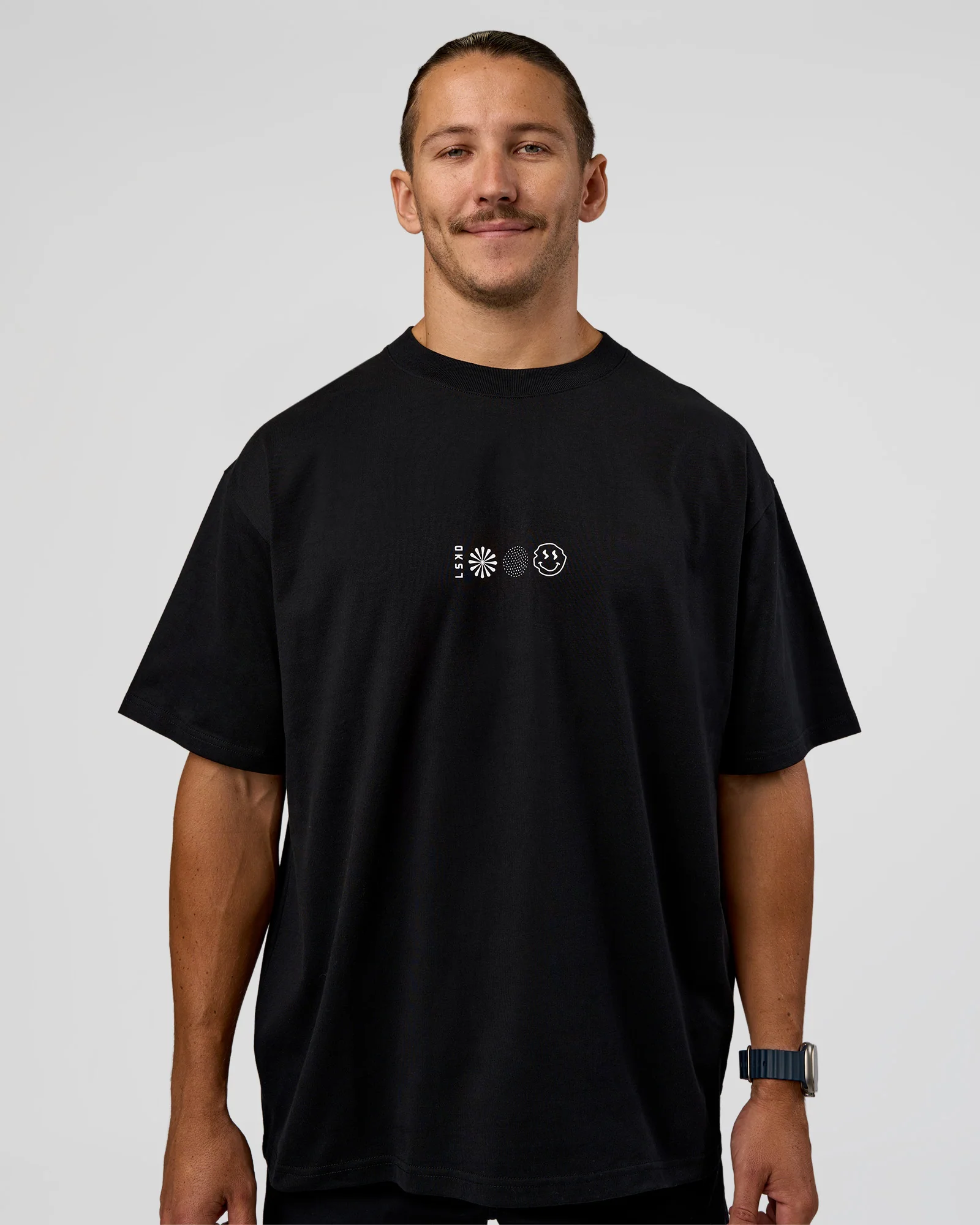 Trust The Process Heavyweight Unisex Oversized Tee - Black-White - Image 3