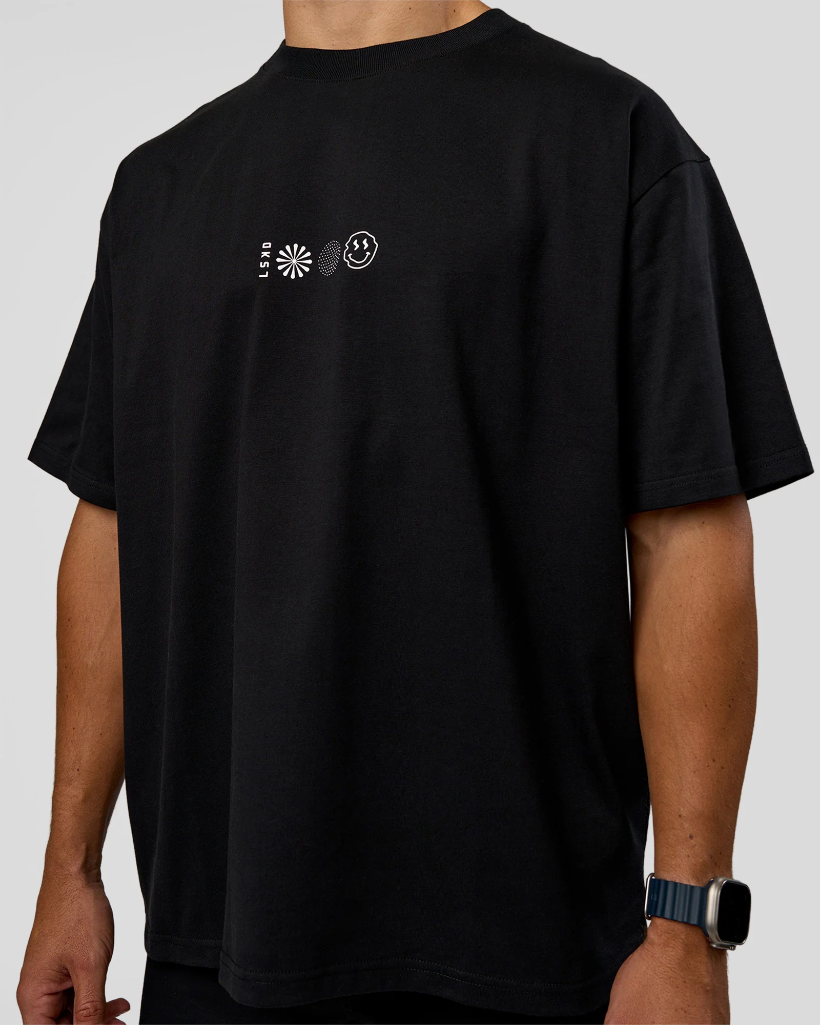 Trust The Process Heavyweight Unisex Oversized Tee - Black-White - Image 8