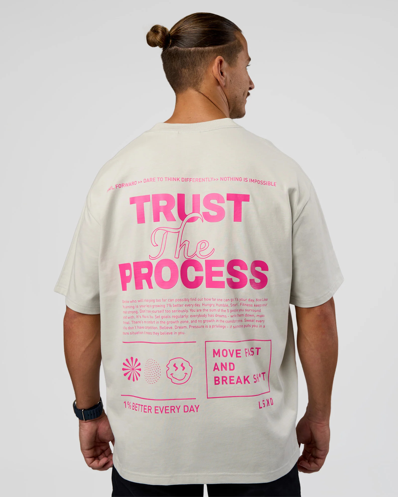Trust The Process Heavyweight Unisex Oversized Tee - Digital Mist-Ultra Pink - Image 2
