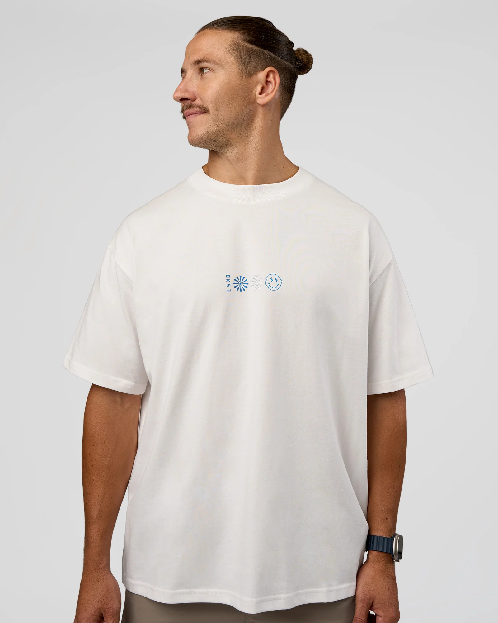 Trust The Process Heavyweight Unisex Oversized Tee - Off White-Electric Indigo - Image 2