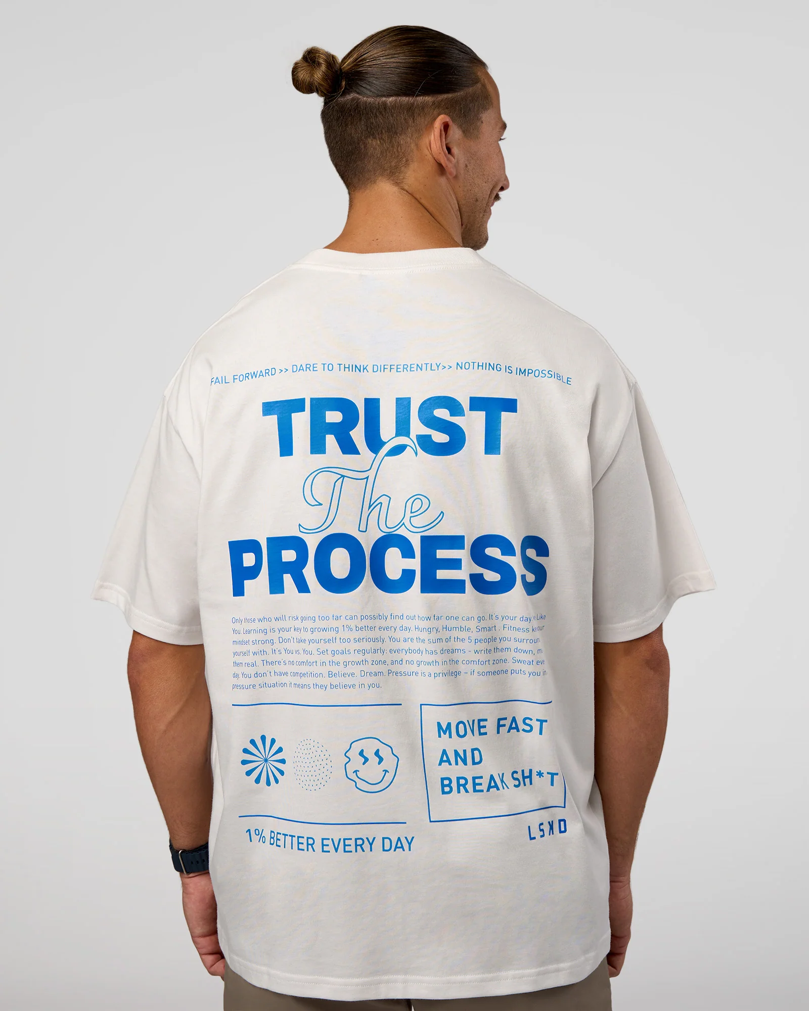 Trust The Process Heavyweight Unisex Oversized Tee - Off White-Electric Indigo - Image 3