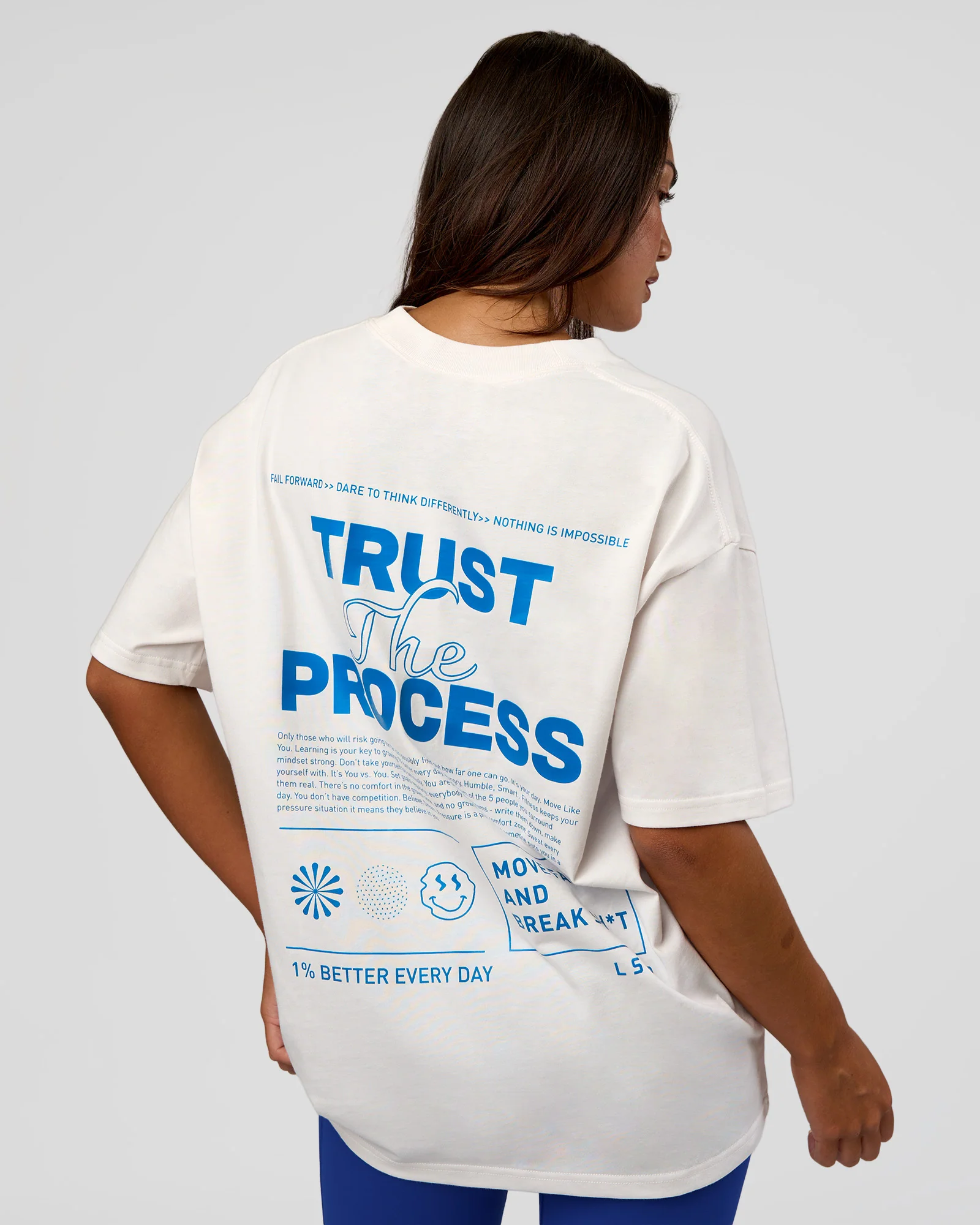 Trust The Process Heavyweight Unisex Oversized Tee - Off White-Electric Indigo - Image 4