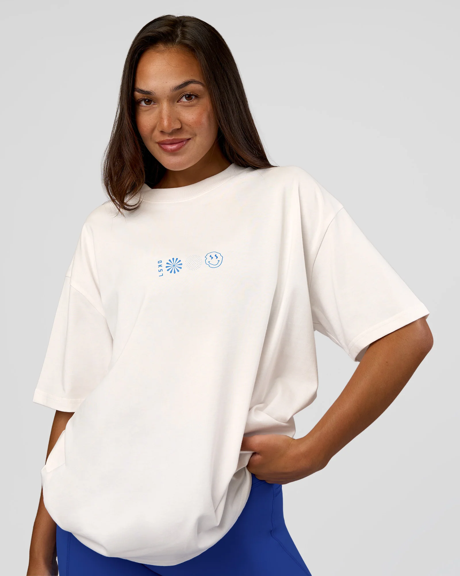 Trust The Process Heavyweight Unisex Oversized Tee - Off White-Electric Indigo - Image 5