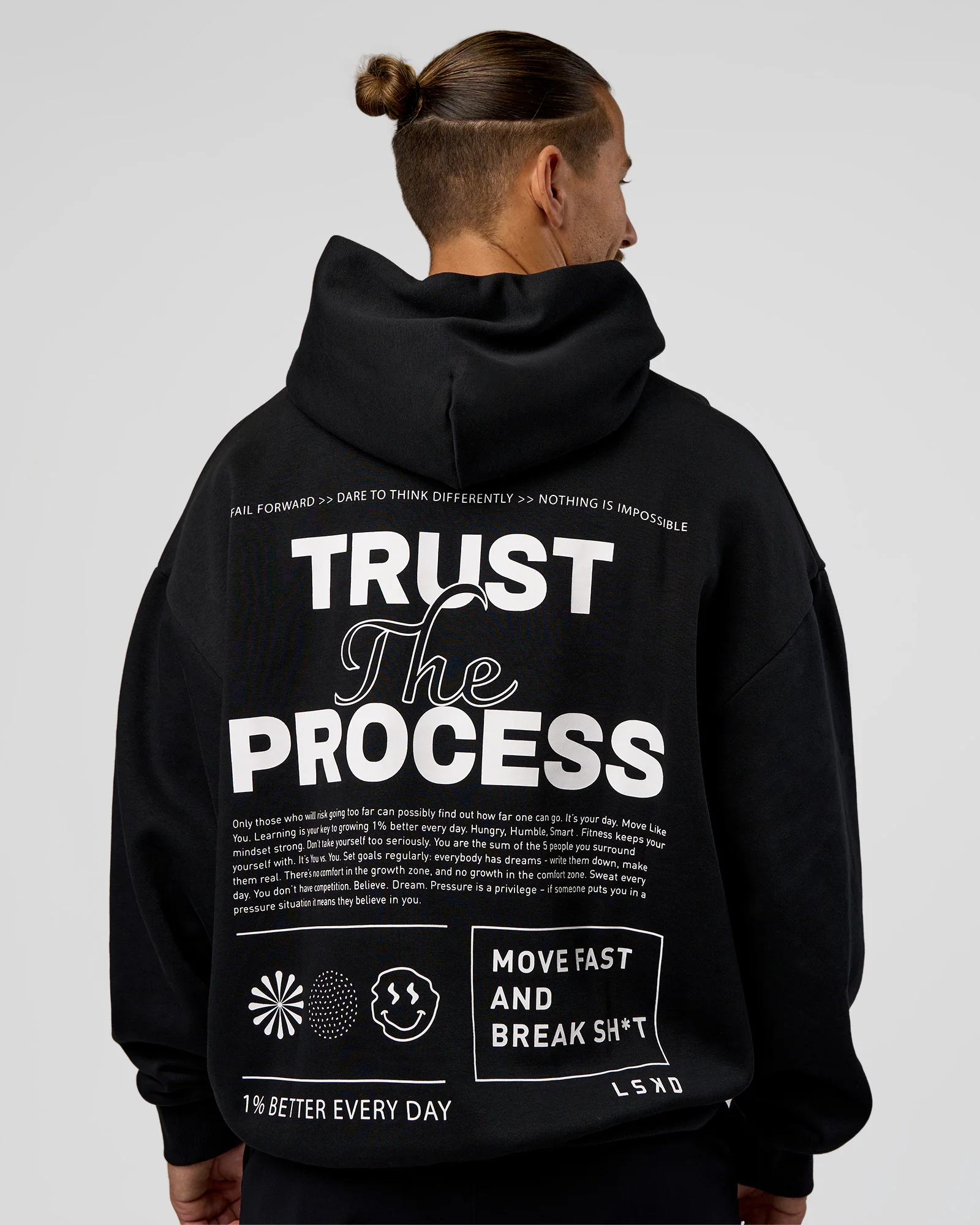 Trust The Process Unisex Oversized Hoodie - Black-White - Image 2